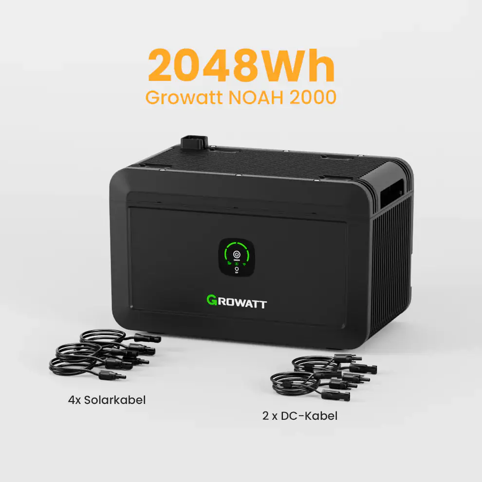 Growatt Balkonkraftwerk-Speicher Noah 2000  2048 Wh, 2 MPPT, erweiterbar