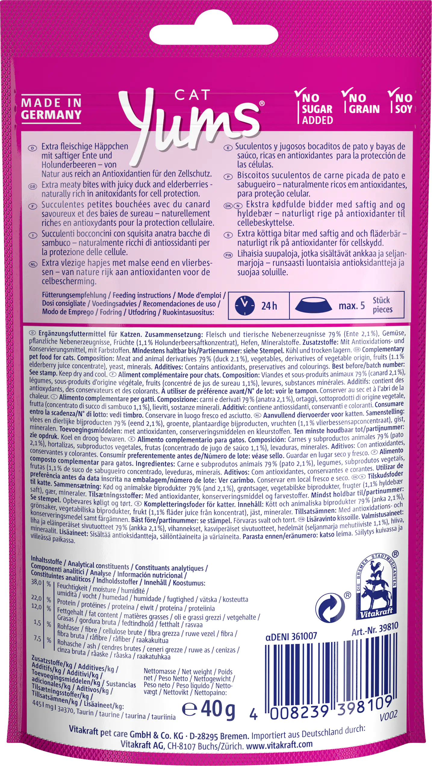 Vitakraft Cat Yums® Superfood Holunder 40 g