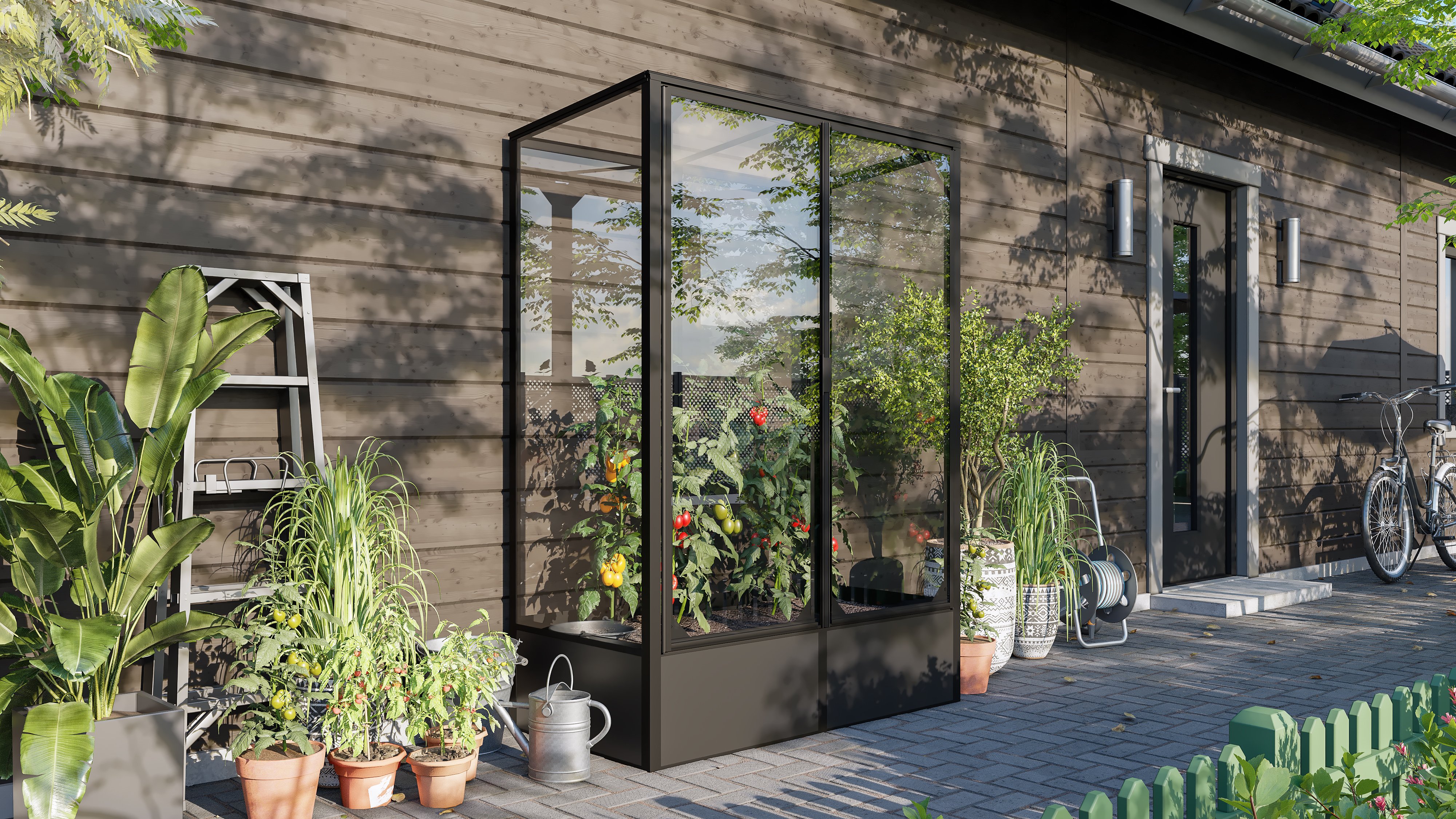 Vitavia Tomatenhaus-Set Napoli 900 ESG 3 mm schwarz 131 x 68 cm 