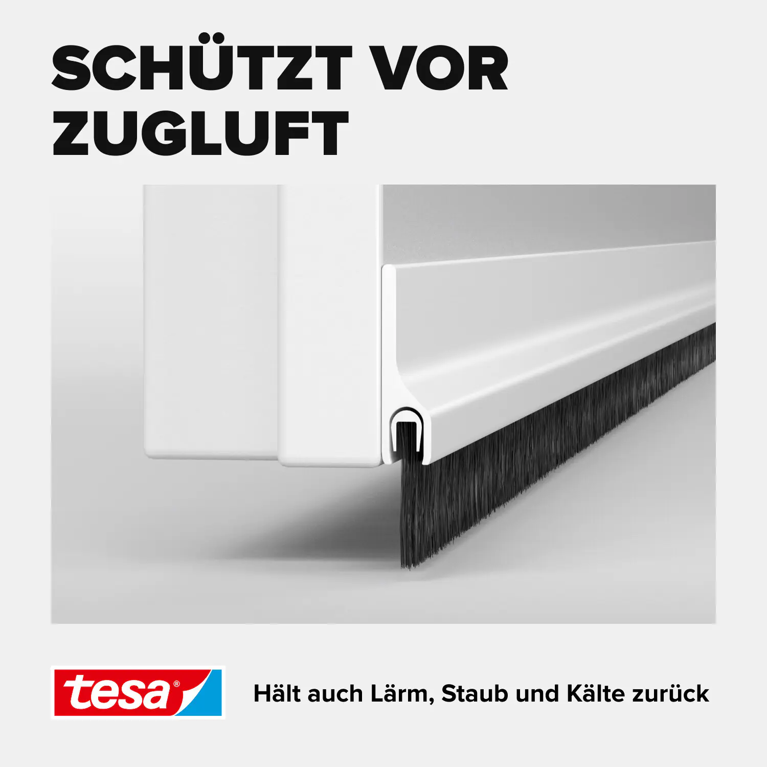 tesa Moll Türdichtschiene weiß, für Textilböden, für Spalten bis 15 mm
