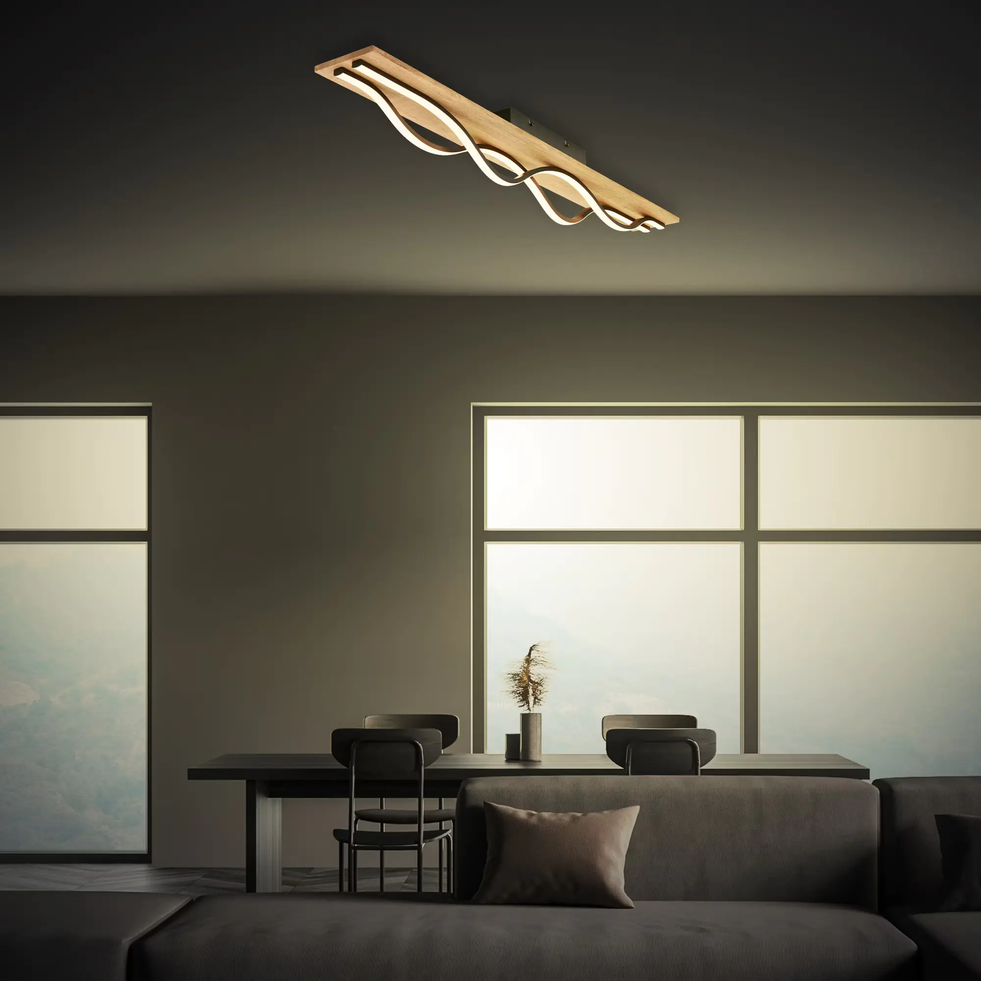Briloner LED-Deckenleuchte VINKA schwarz Holz Briloner LED-Deckenleuchte VINKA schwarz Holz