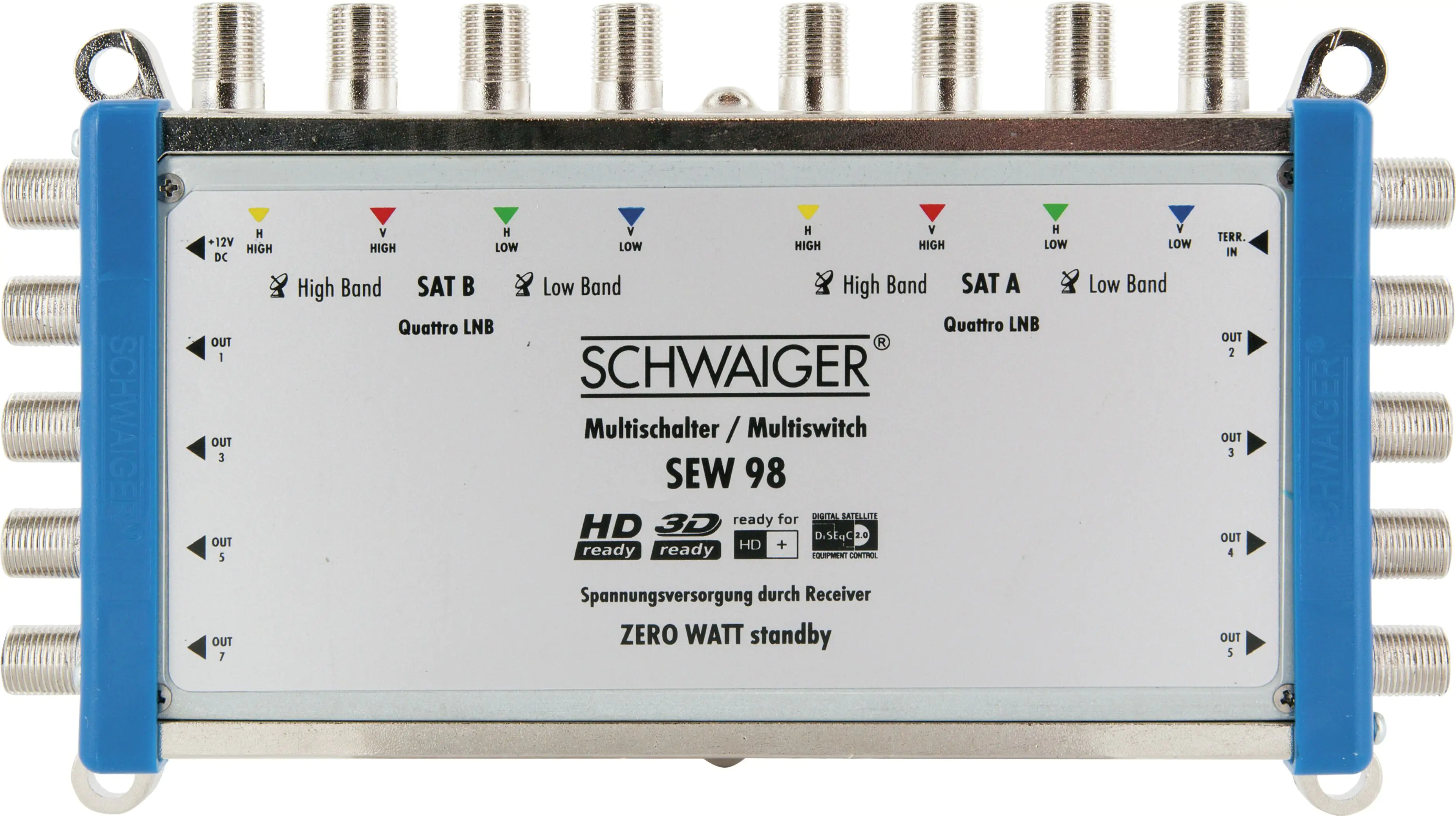 Schwaiger SAT-Multischalter 9-8 SEW98 531 passiv mit 9 Eingängen & 8 Ausgängen