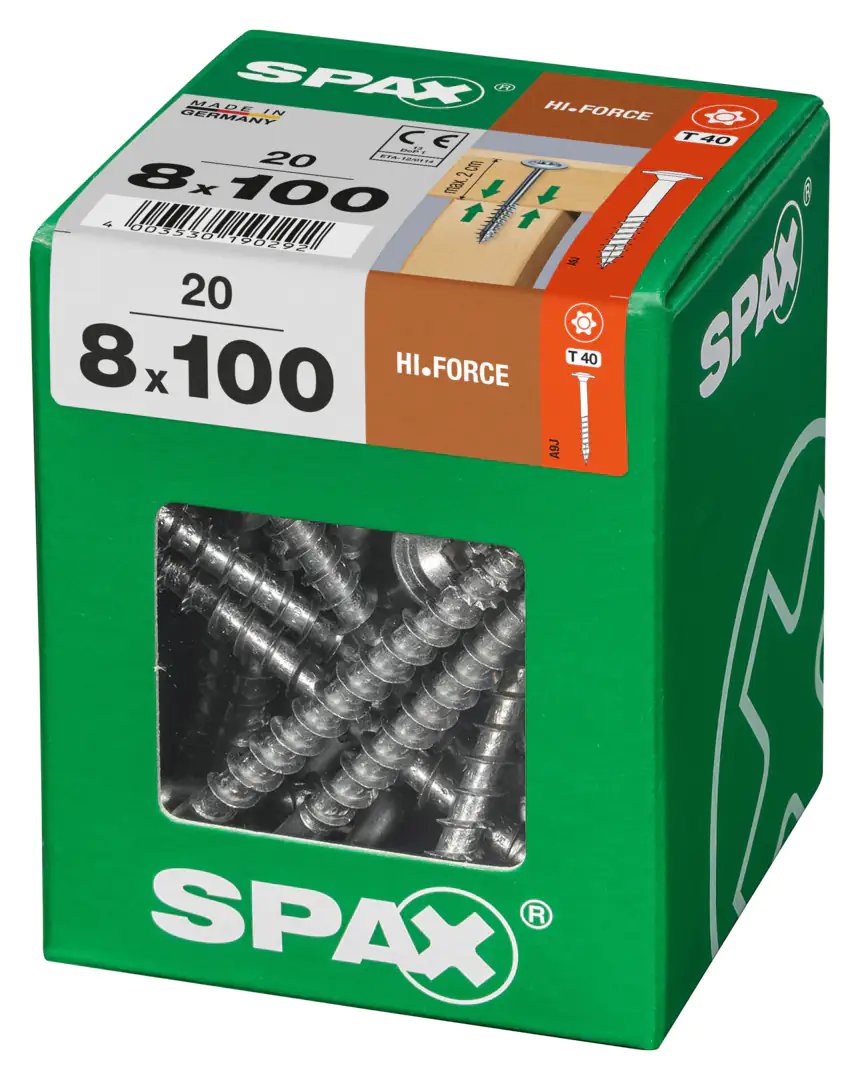 Spax Holzbauschrauben 8.0 x 100 mm TX 40 - 20 Stk. Spax Holzbauschrauben 8.0 x 100 mm TX 40 - 20 Stk.