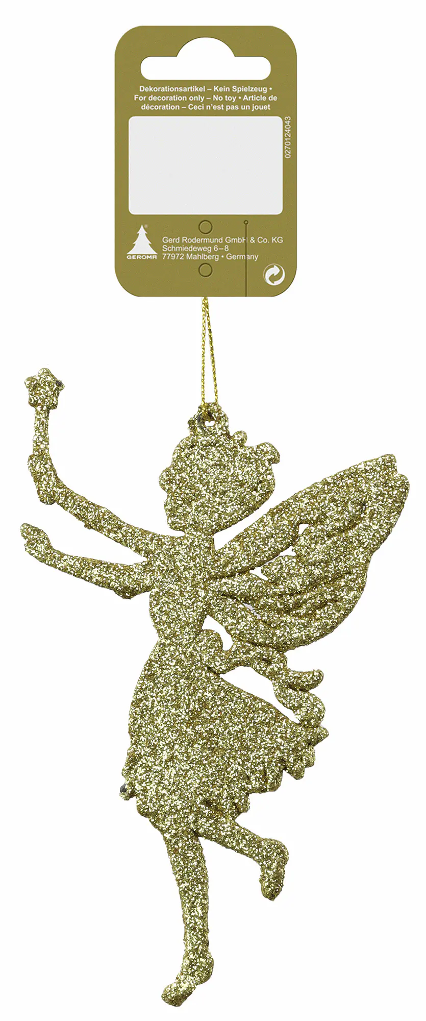 Weihnachtsanhänger Engel aus Kunststoff 14 cm gold 1 Stück