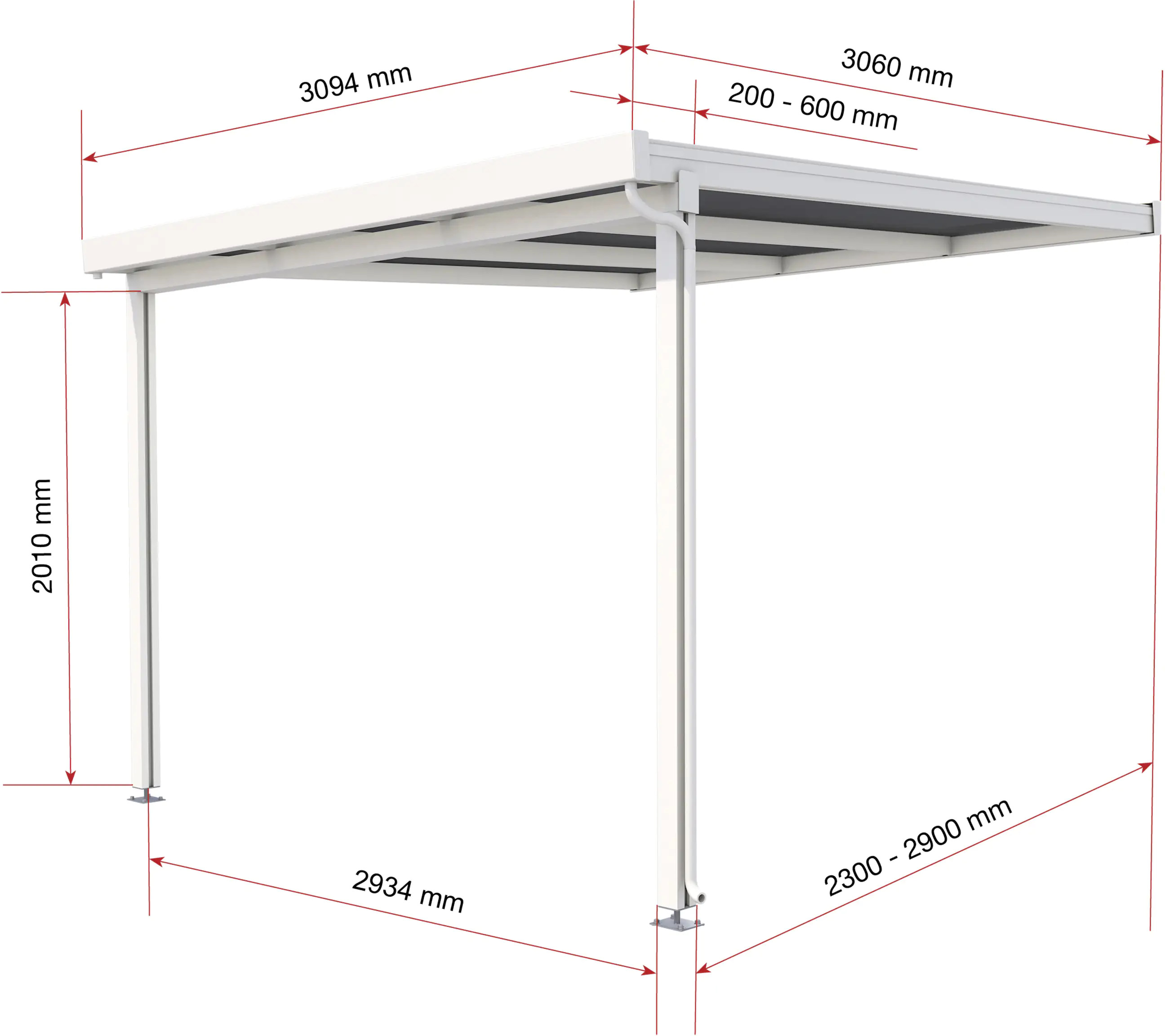 Gutta Premium Terrassendach 309,4 x 306 cm weiß PC bronce 16 mm Gutta Premium Terrassendach 309,4 x 306 cm weiß PC bronce 16 mm