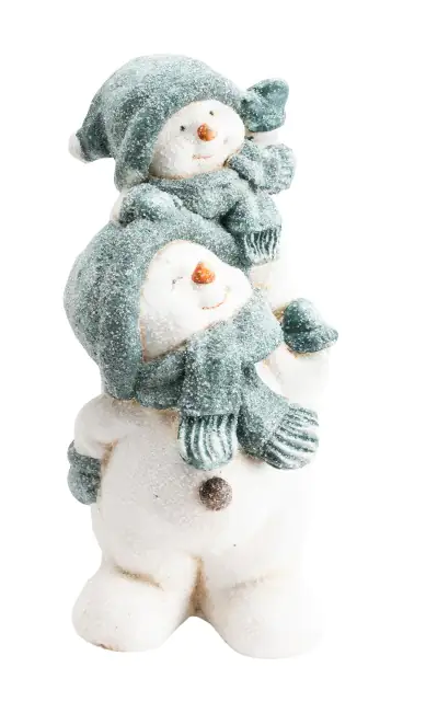 TrendLine Dekofigur Schneemann weiß türkis 32 cm