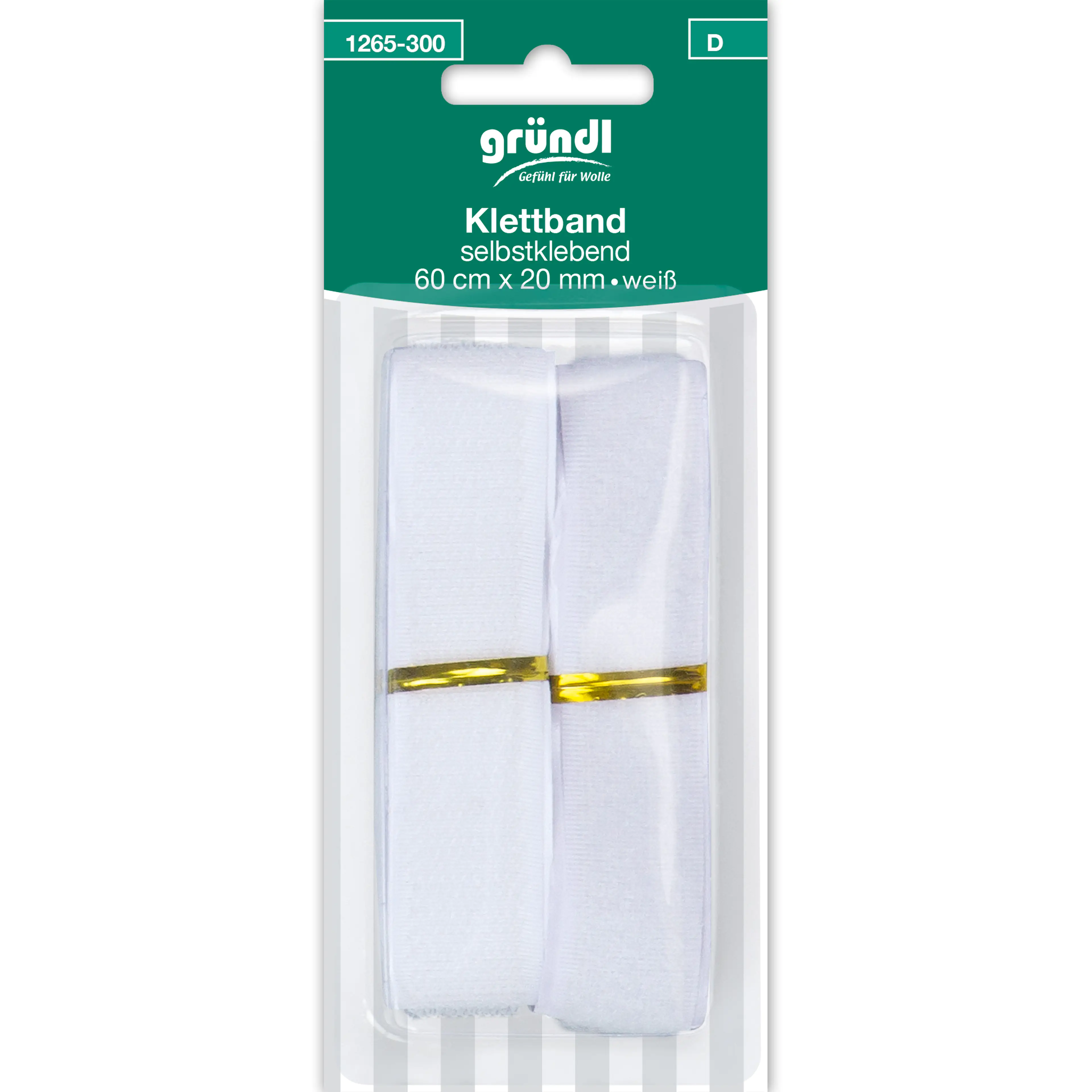 Gründl Klettband selbstklebend weiß 60 cm x 20 mm