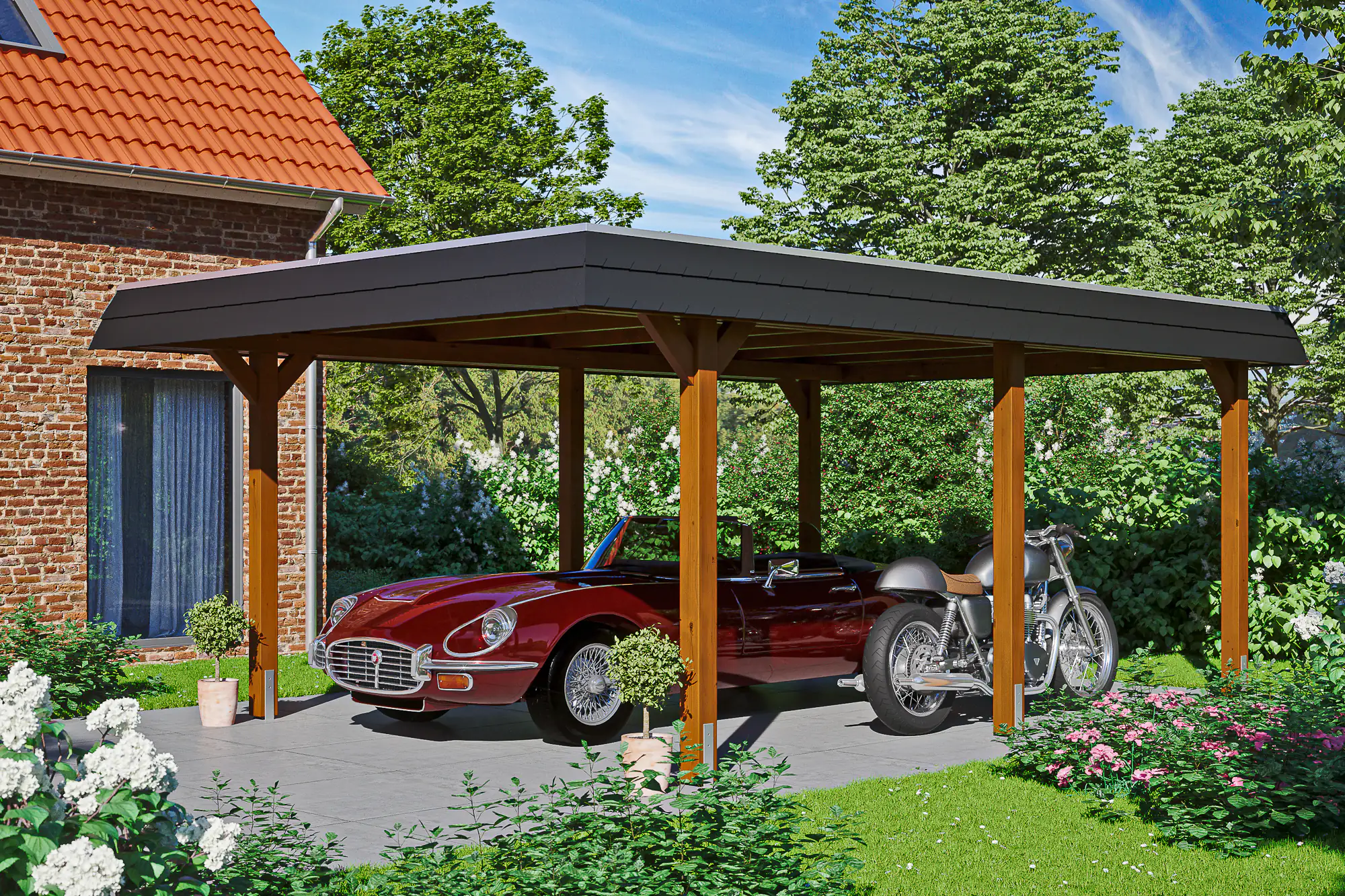 SKAN HOLZ Carport Wendland 409 x 628 cm mit Aluminiumdach
