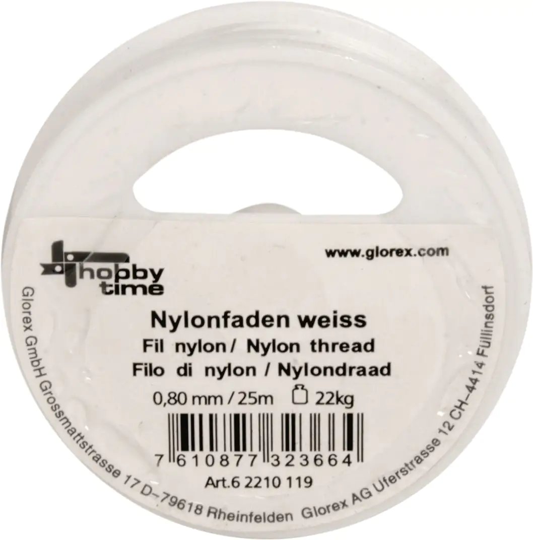 Glorex Nylonfaden weiß 0,80 mm, 25 m