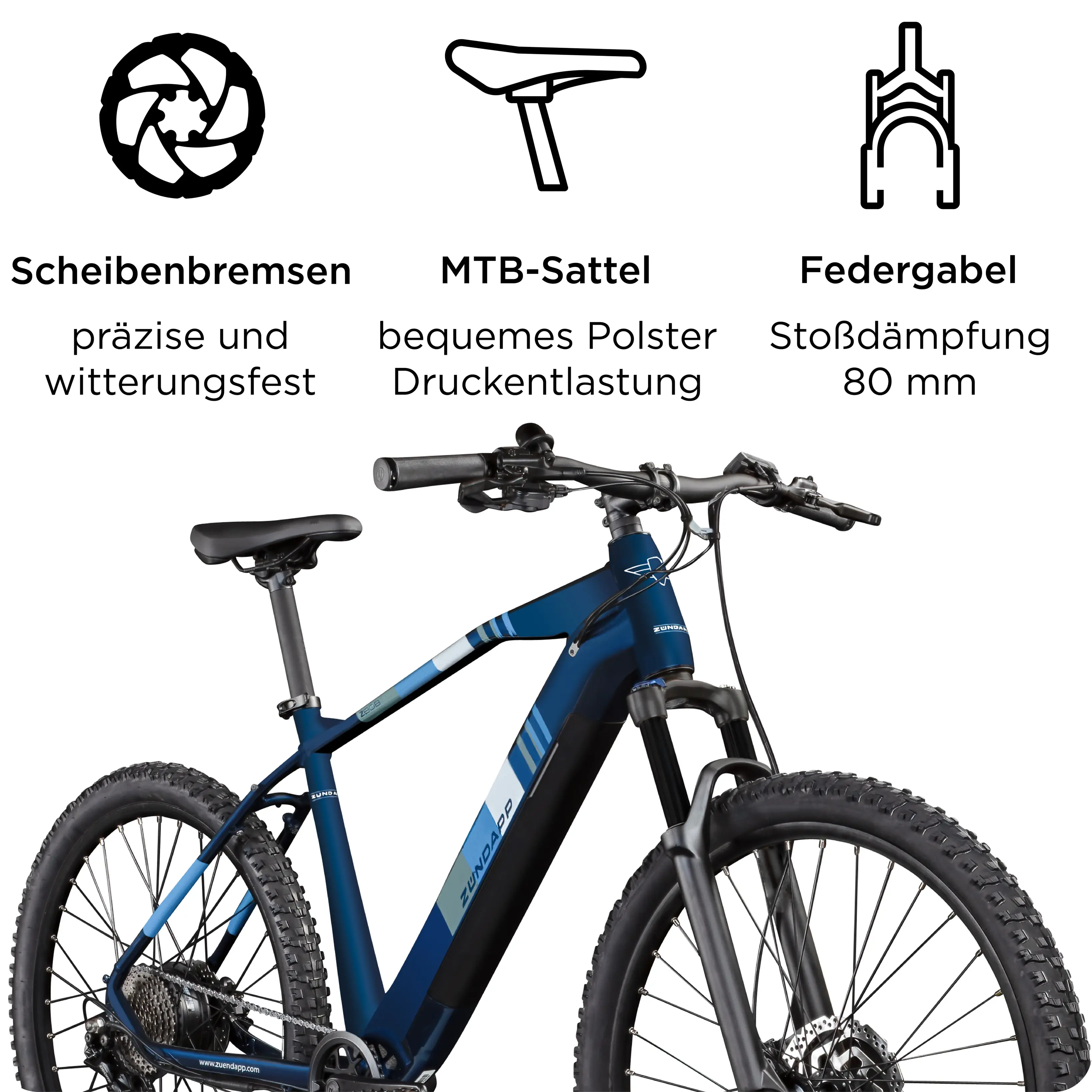 Zündapp E-Bike Z808 MTB 27,5 Zoll 10-Gang 550 Wh dunkelblau