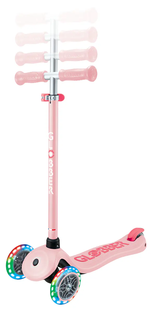 Globber Scooter für Kinder mit Leuchtrollen Primo Plus Lights pastellrosa