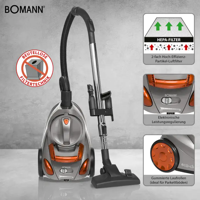 Bomann Bodenstaubsauger BS 9018 CB N, beutellos, 700 Watt, orange/anthrazit Bomann Bodenstaubsauger BS 9018 CB N, beutellos, 700 Watt, orange/anthrazit