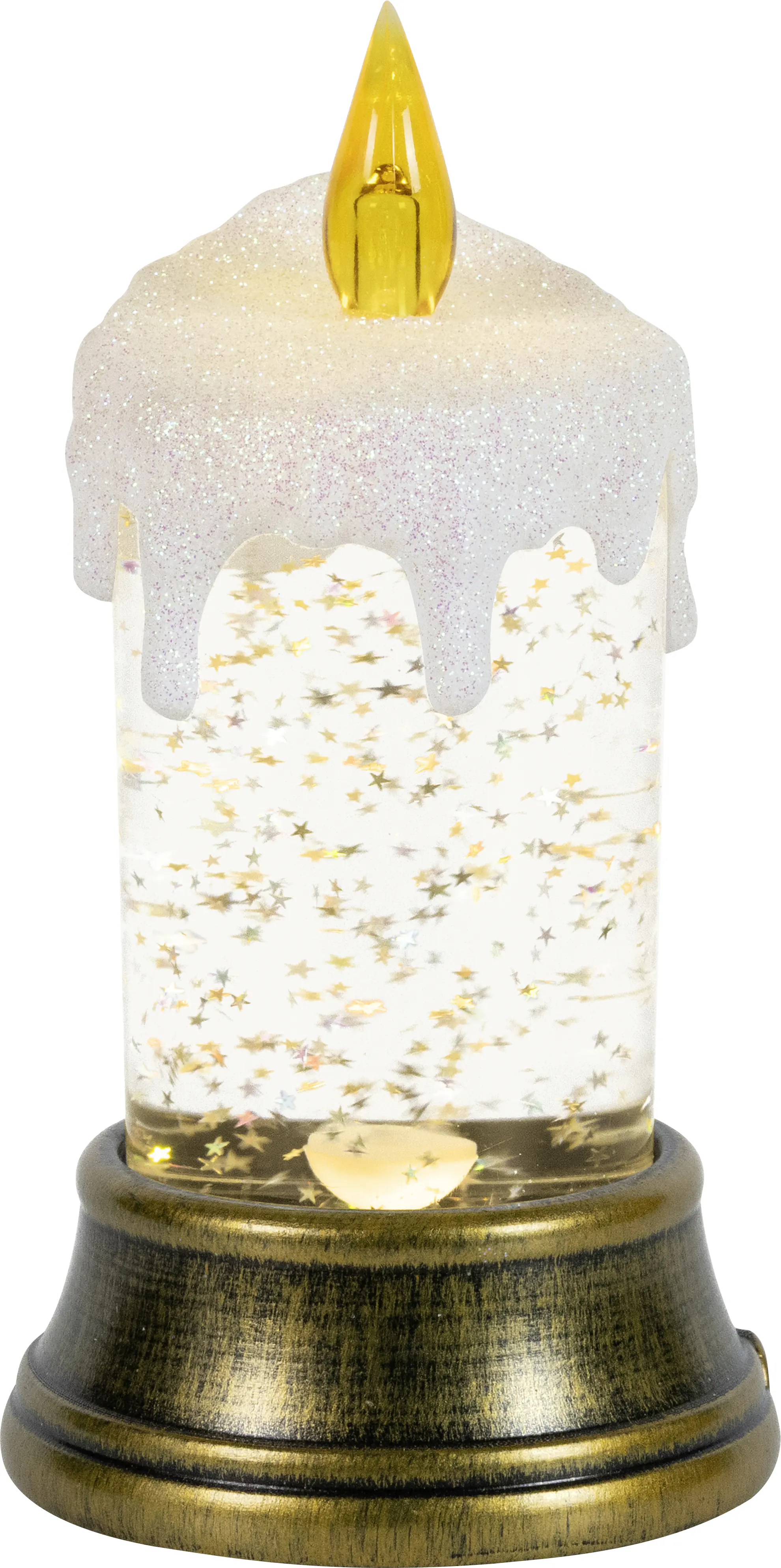 Lumineo LED Kerze mit Goldglitzerwirbel 9,3 x 17,5 cm warmweiß