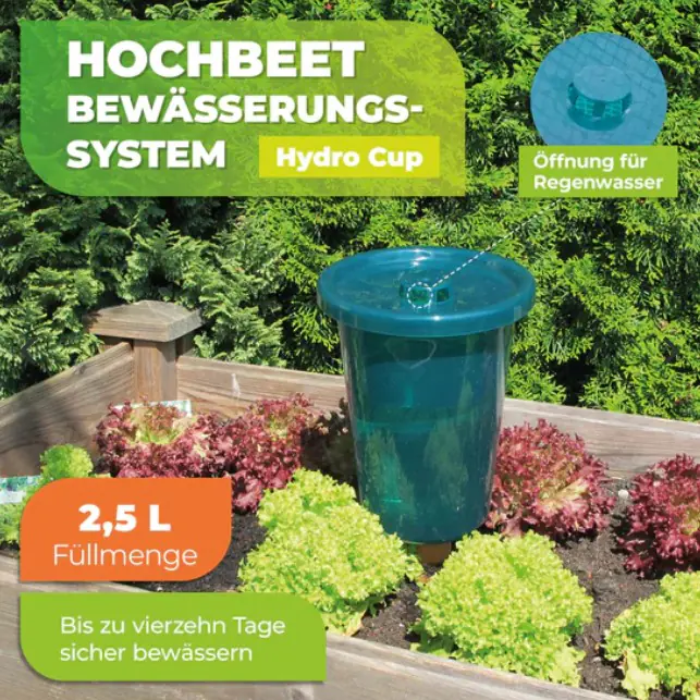 Biogreen Bewässerungssystem-Set Hochbeet Hydro Cup inkl. Tonkegel & Becheraufsätzen