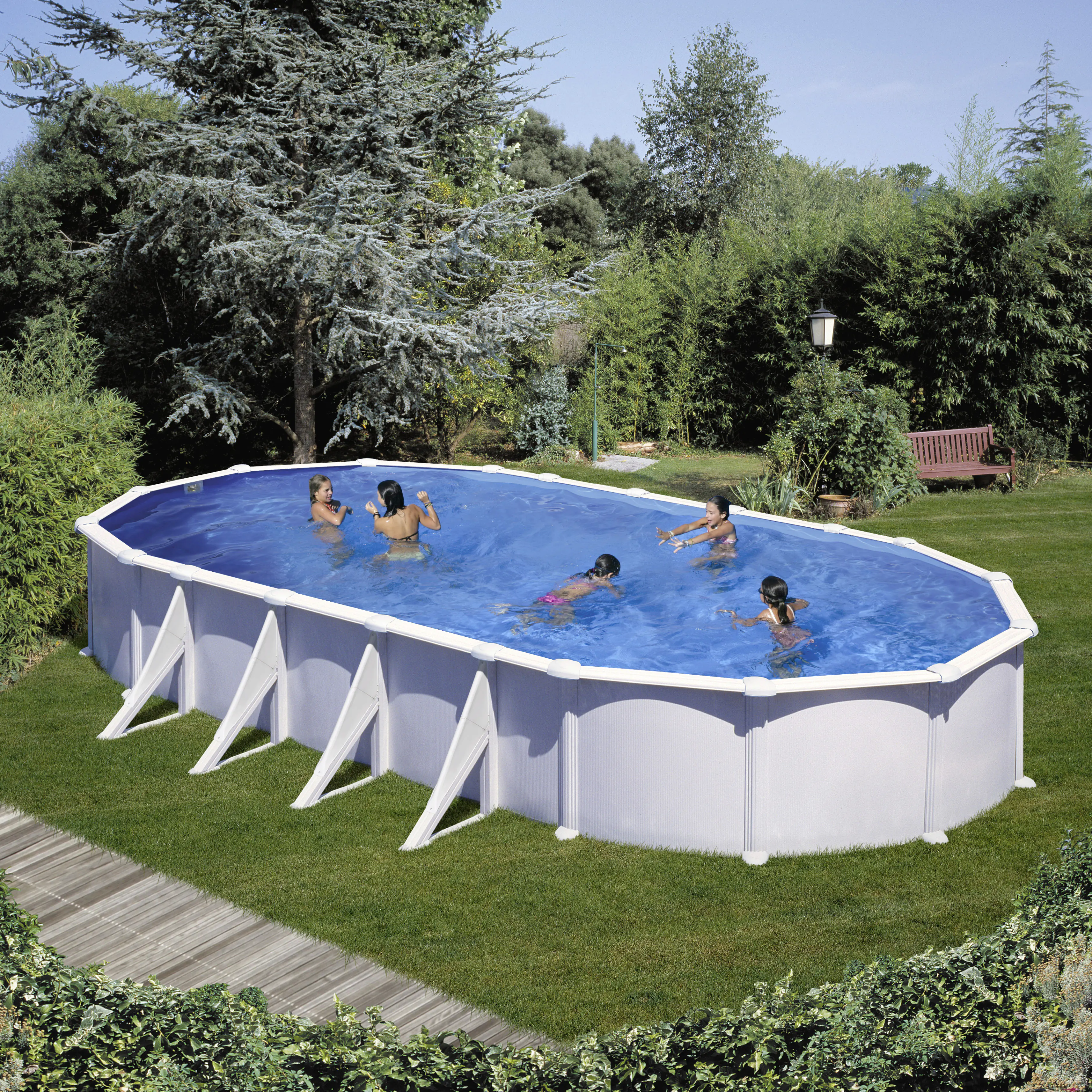Gre Stahlwandpool Atlantis Komplett-Set oval 1020 x 670 x 132 cm weiß