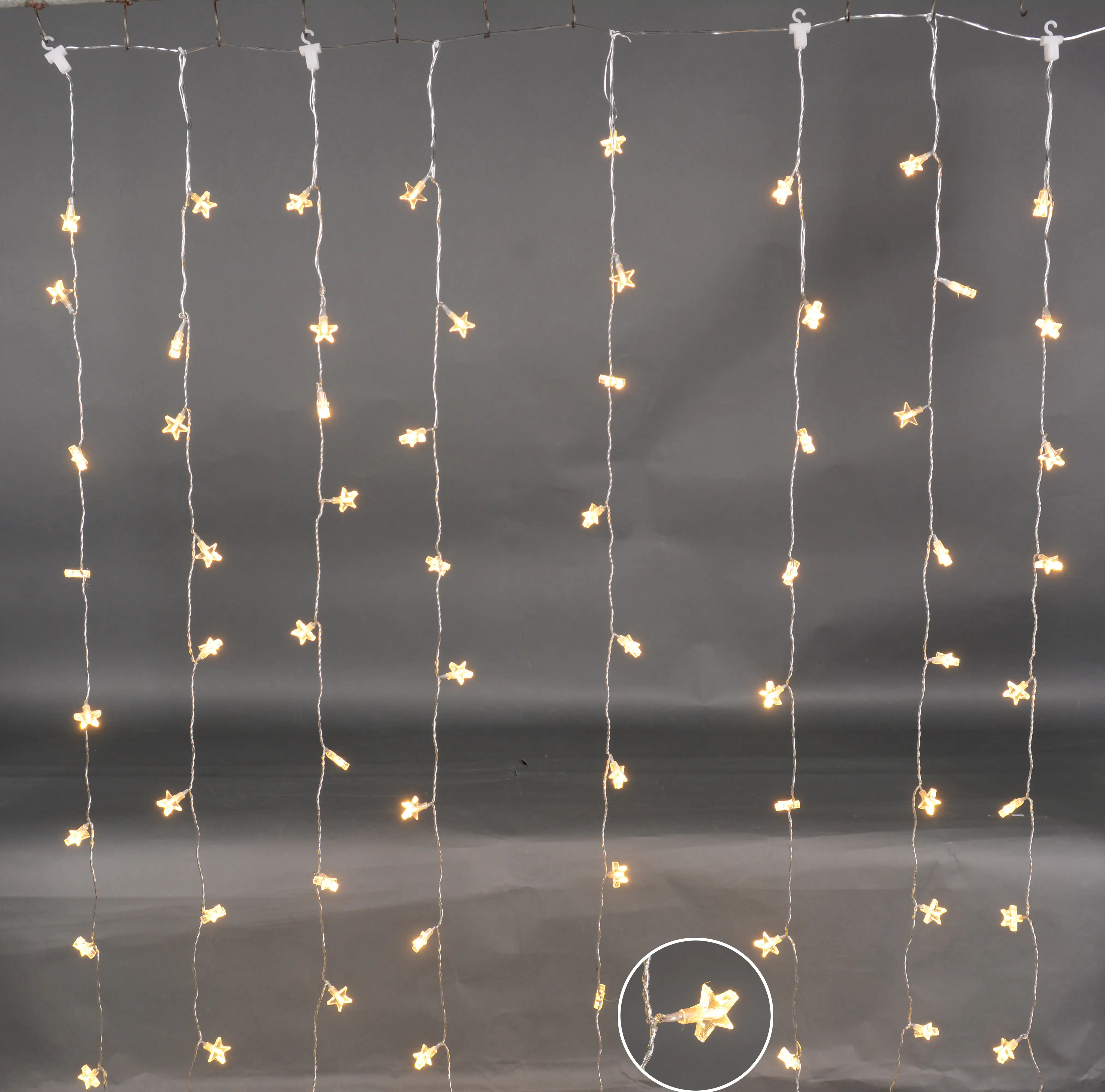 TrendLine LED Lichtervorhang Sterne 1,0 x 1,50 m warmweiß mit Timer