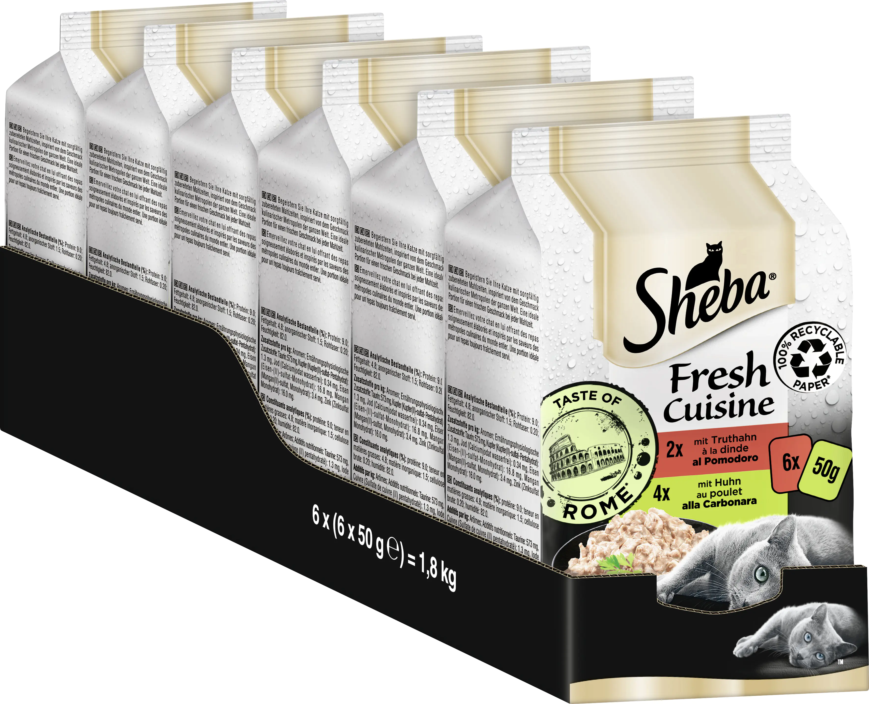Sheba Fresh Cuisine Taste of Rome Truthahn & Huhn Katzenfutter 6 x 50g Sheba Fresh Cuisine Taste of Rome Truthahn & Huhn Katzenfutter 6 x 50g