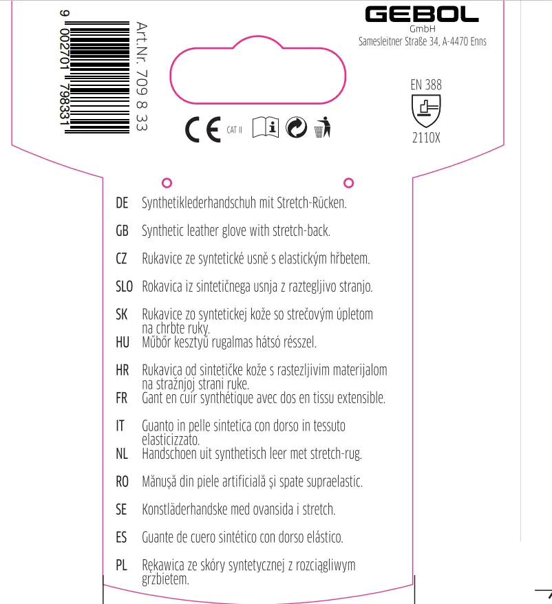 Gebol Handschuh Master Shock   Gebol Handschuh Master Shock