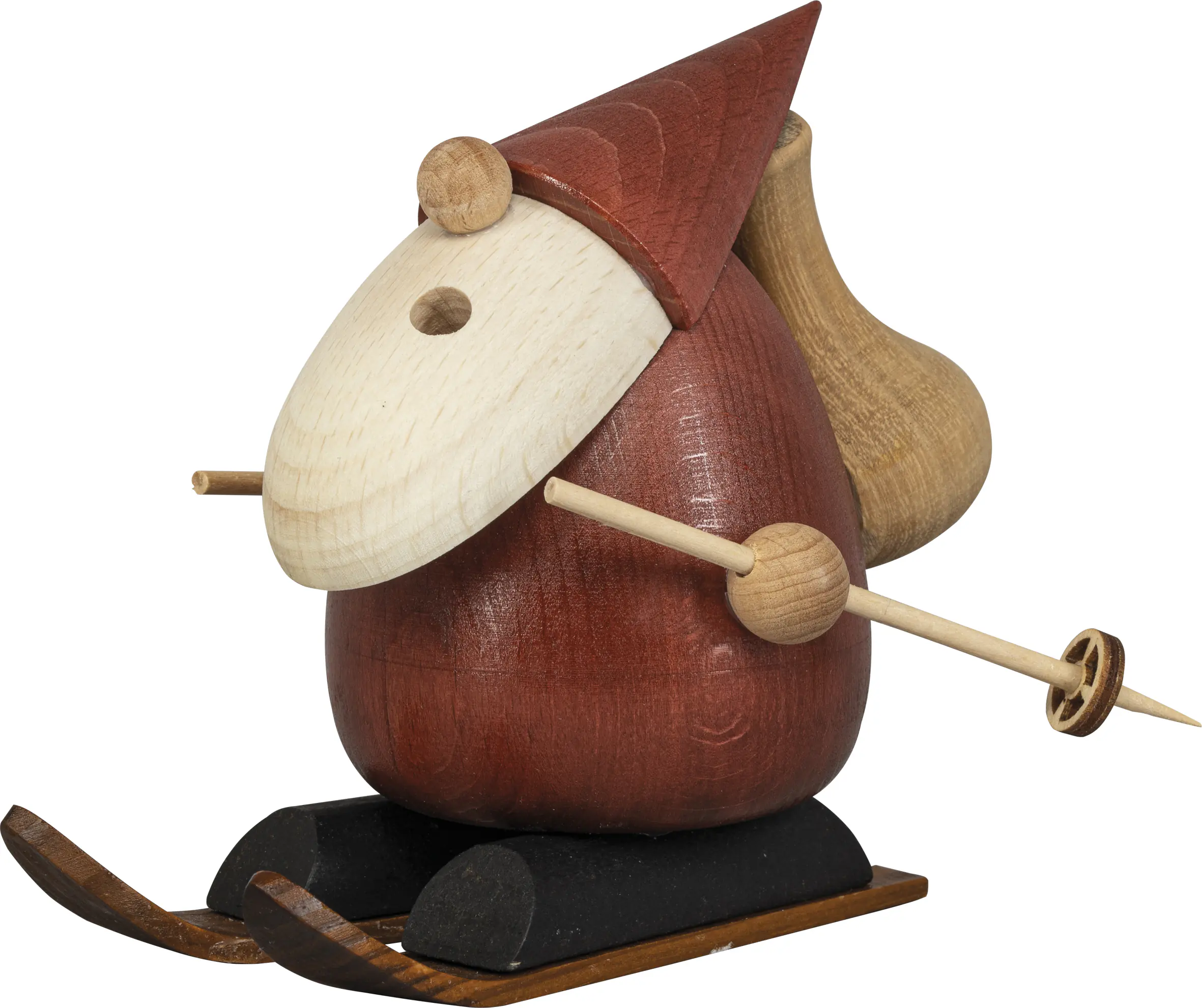 Räucherfigur Deko Holz Weihnachtsmann Snowboarder 13 cm