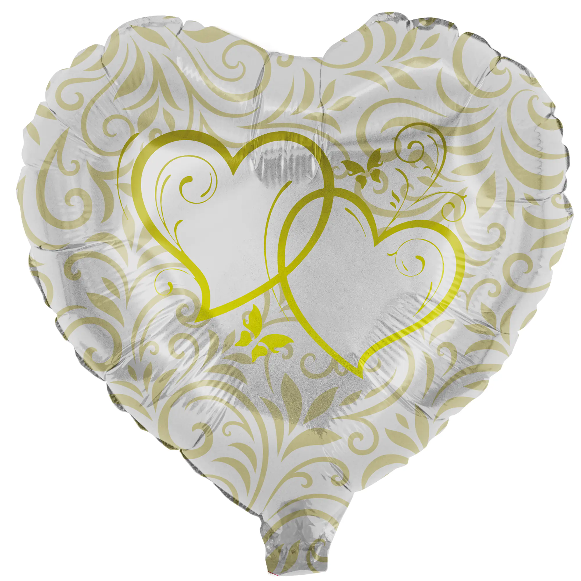 Folienballon Gold Herzen weiß-gold Ø 45 cm