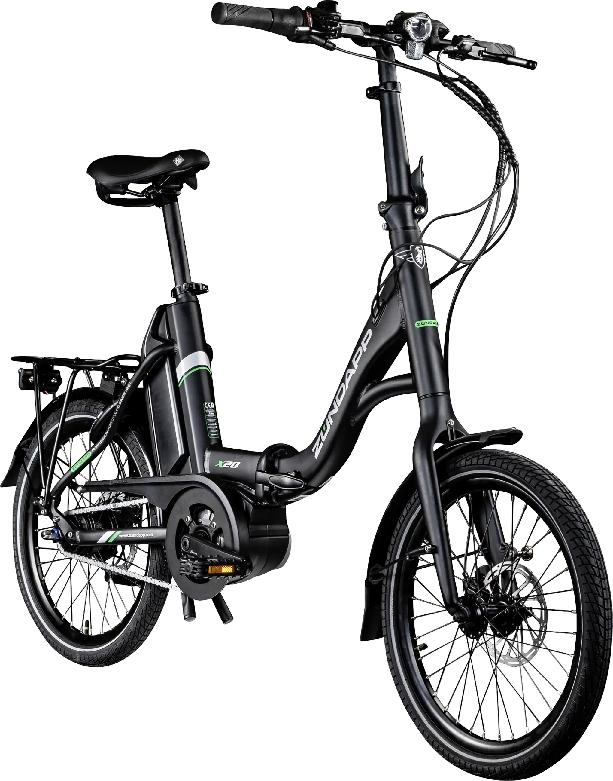 Zündapp E-Bike X20 Klapprad 20 Zoll 9-Gang 400 Wh schwarz grün