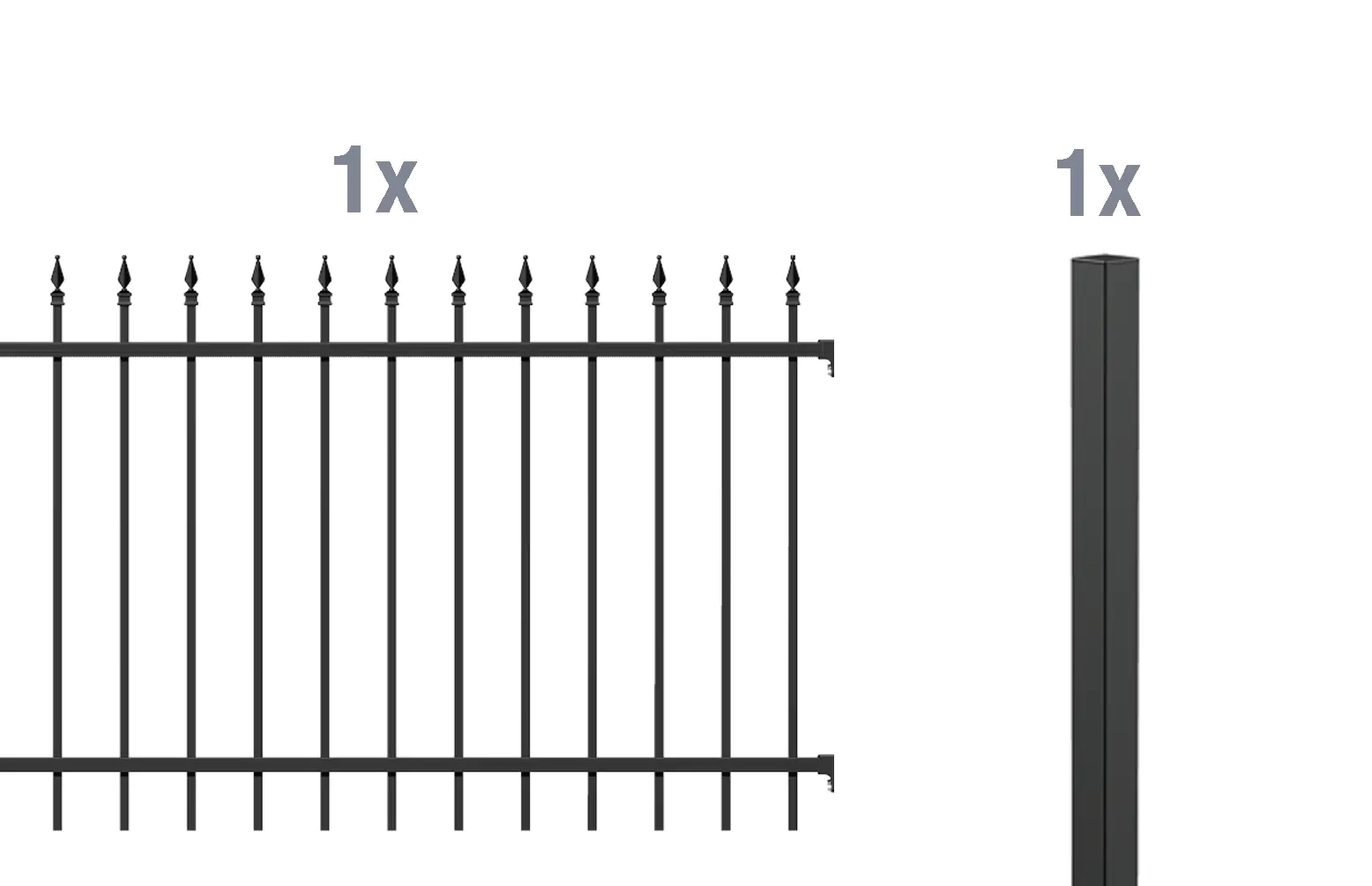 Alberts Komplettset Zaun Chaussee 2 m 120 cm matt schwarz zE