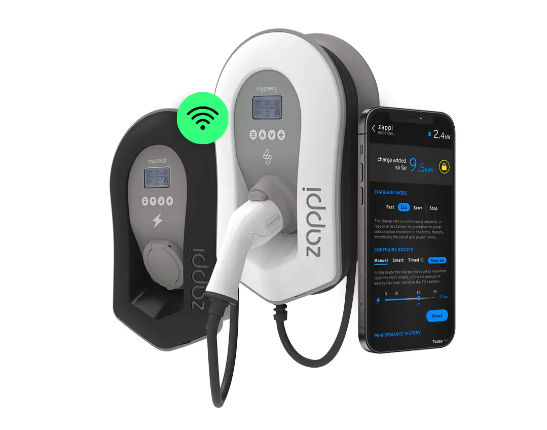 Zappi Wallbox 2H22UW-T V2.1 mit Buchse weiß 3,7/4,3/11/22 kW