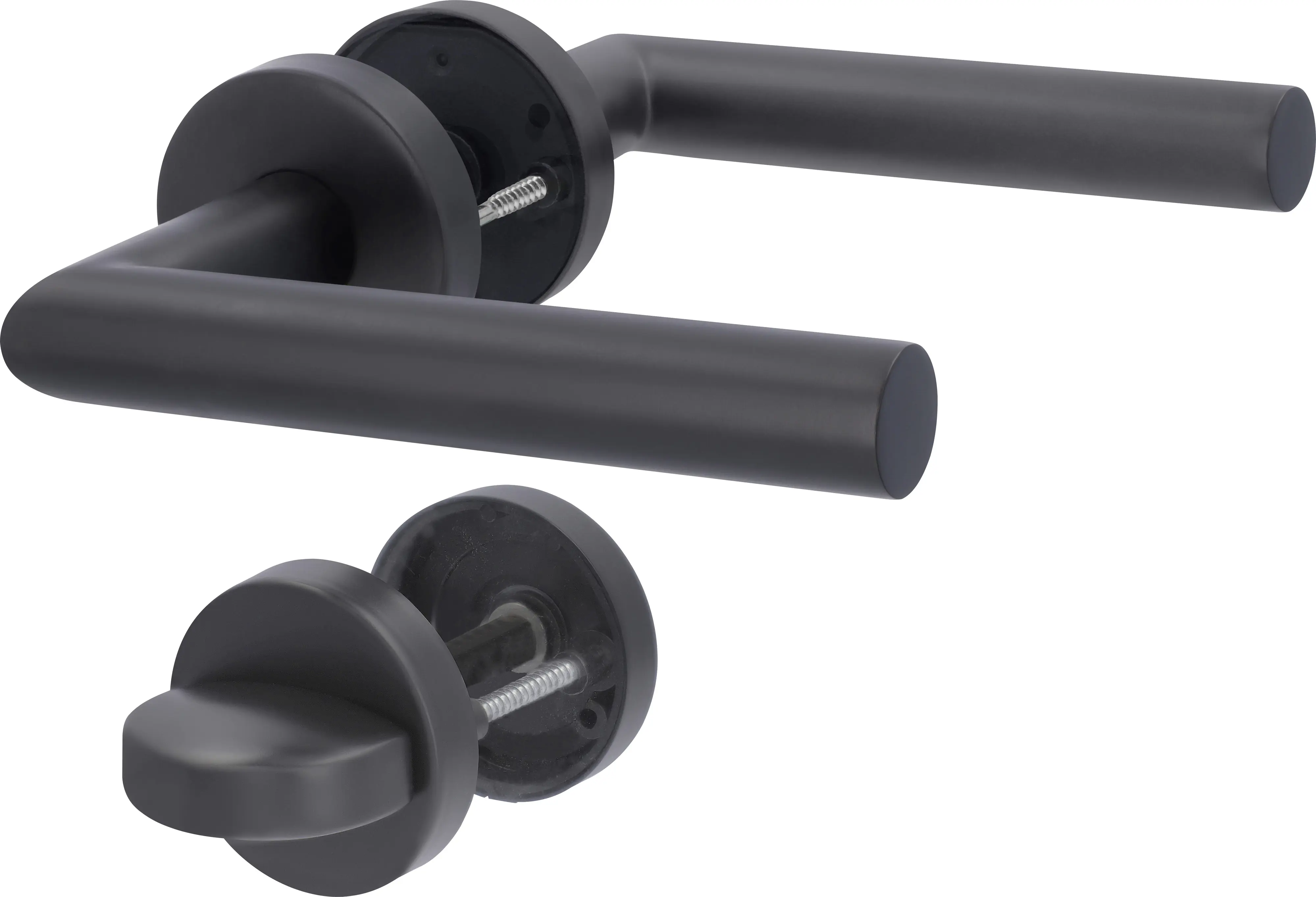 Alpertec WC-Türgriff-Garnitur Rosette Fair I Edelstahl schwarz Ø 52 mm