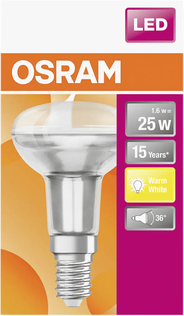 Osram LED Reflektor Star R50 E14 1,5W warmweiß, klar