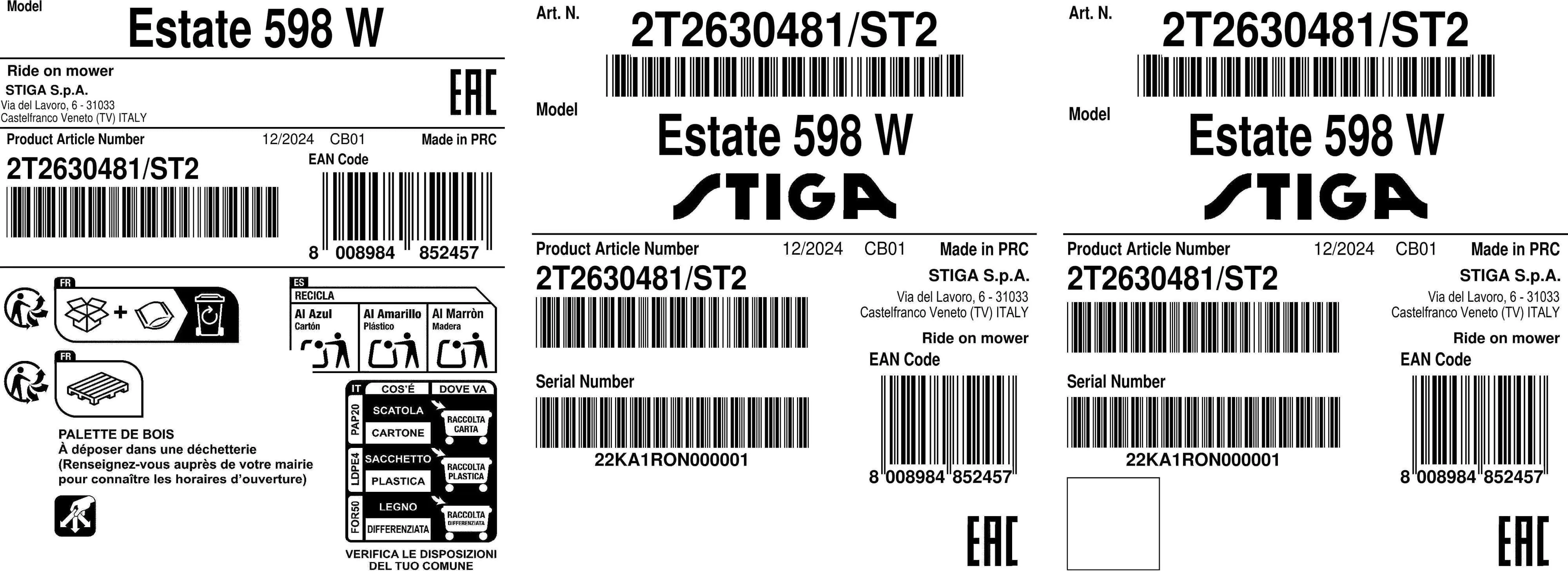 Stiga Rasentraktor Estate 598 W 10,4 kW, 98 cm Schnittbreite