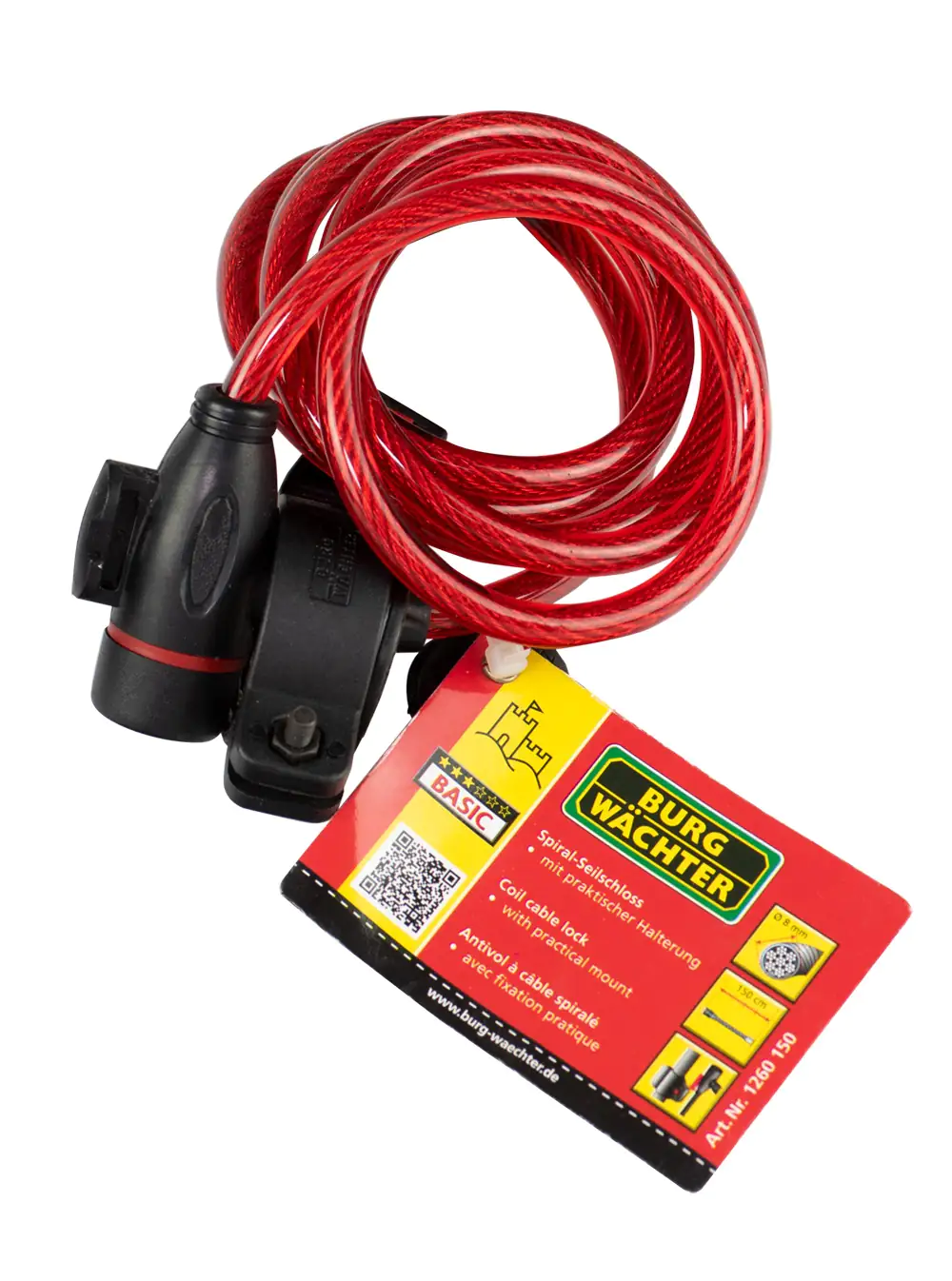 Burg Wächter Spiralschloss 1260 150 1500mm Ø 8mm farbig sortiert