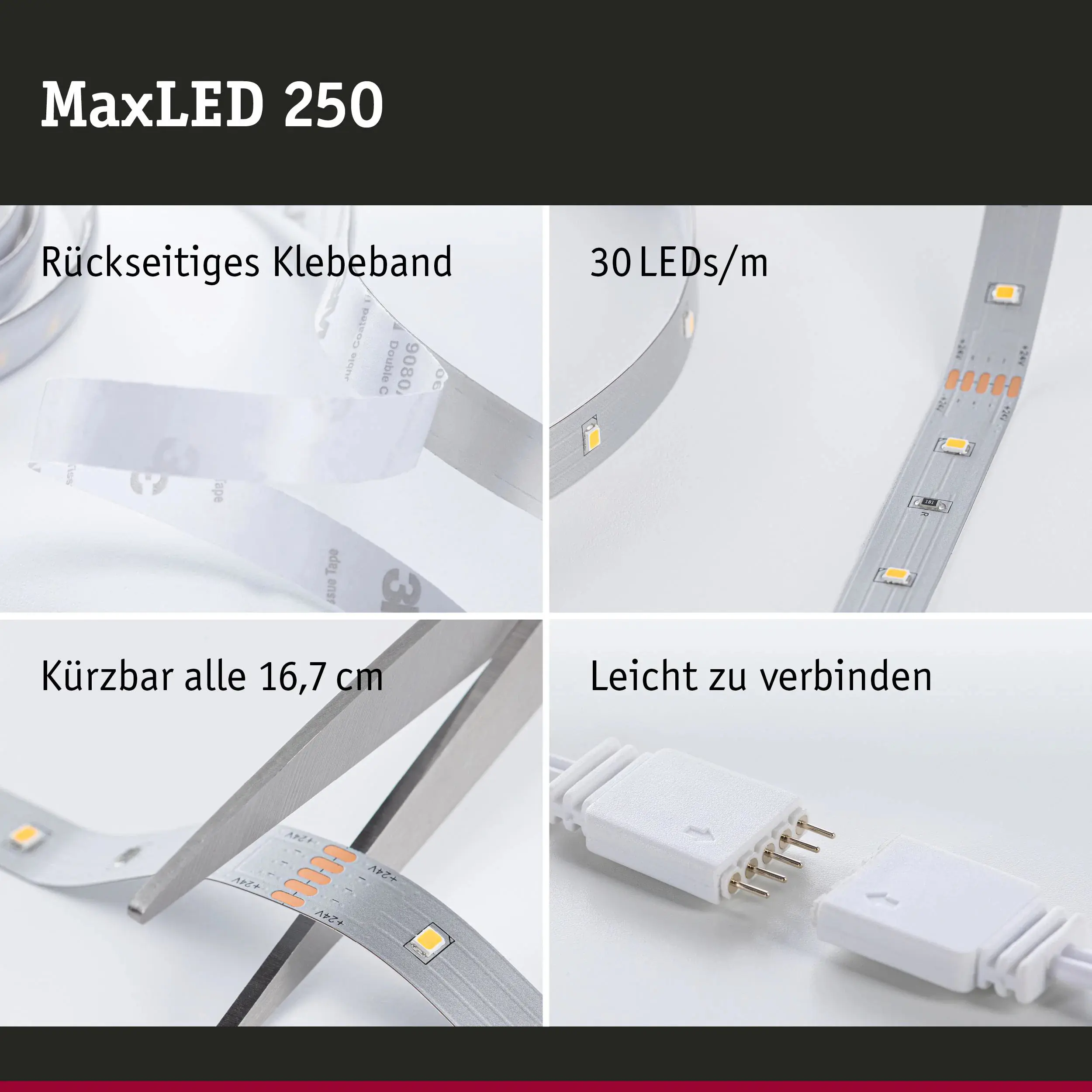 Paulmann LED-Streifen Set MaxLED 3 m 12 W kaltweiß silber dimmbar