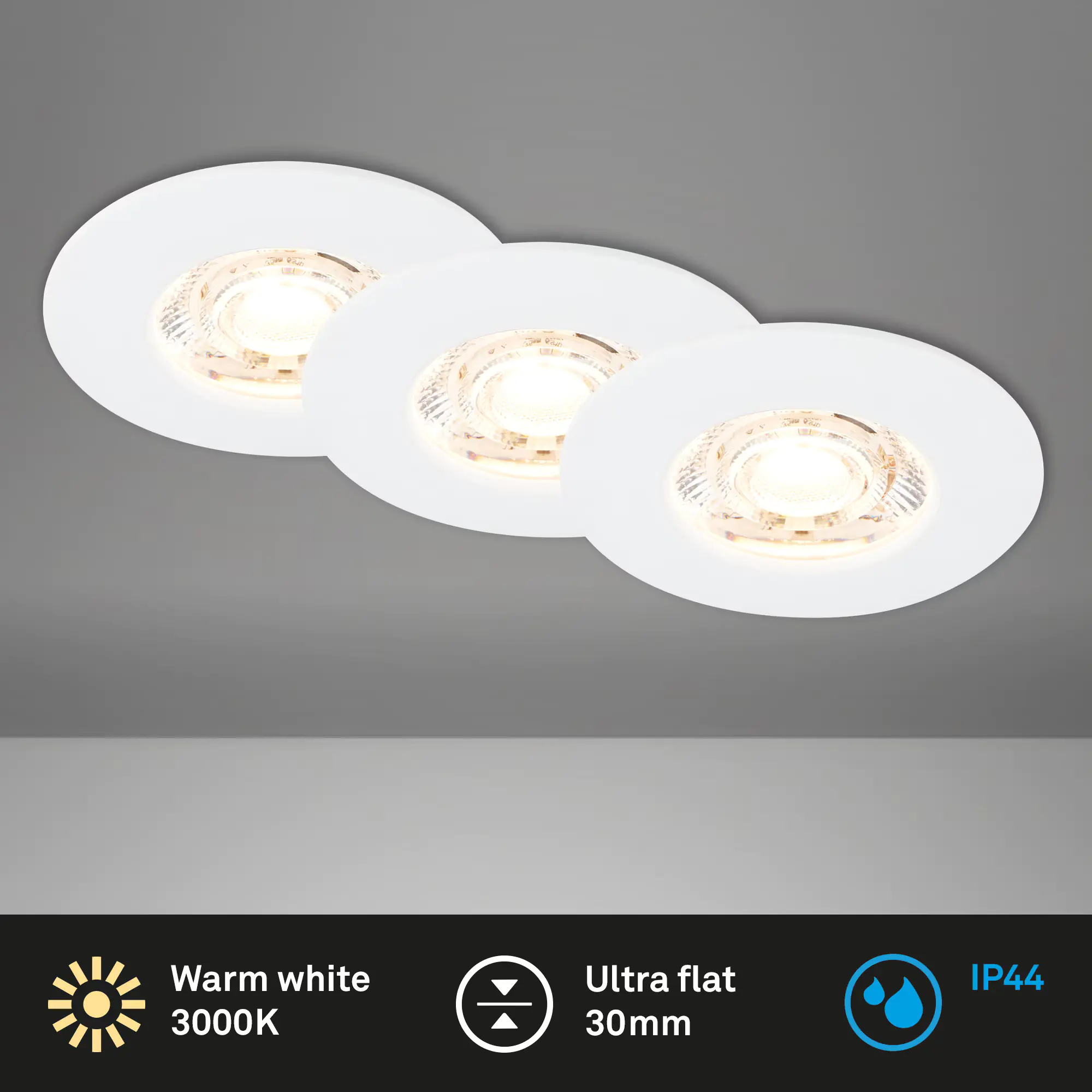 Briloner LED-Einbauleuchten Kulana Mini 3er Set Mini 3,6W 350lm weiß