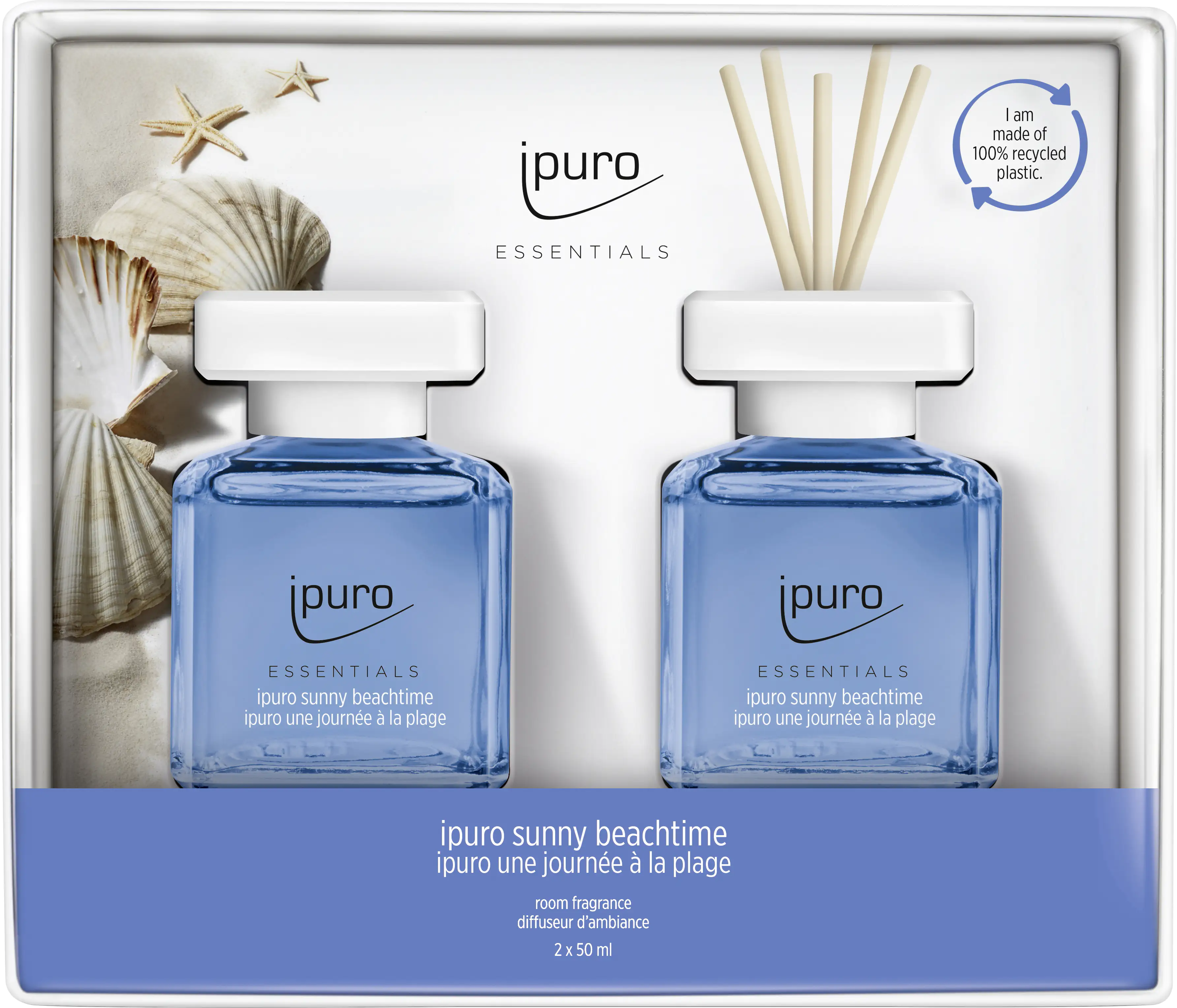 4051281982208 ipuro ESSENTIALS Raumduft Set Sunny Beachtime 2 x 50 ml