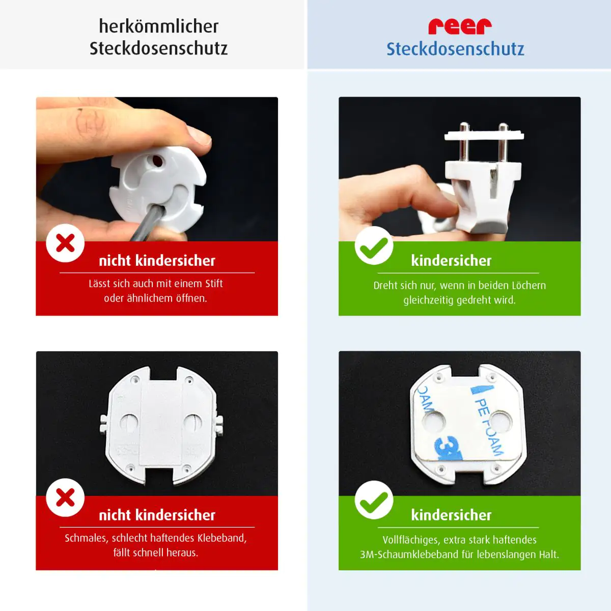 Reer Steckdosensicherung für Kinder weiß klebbar, 10 Stück Reer Steckdosensicherung für Kinder weiß klebbar, 10 Stück