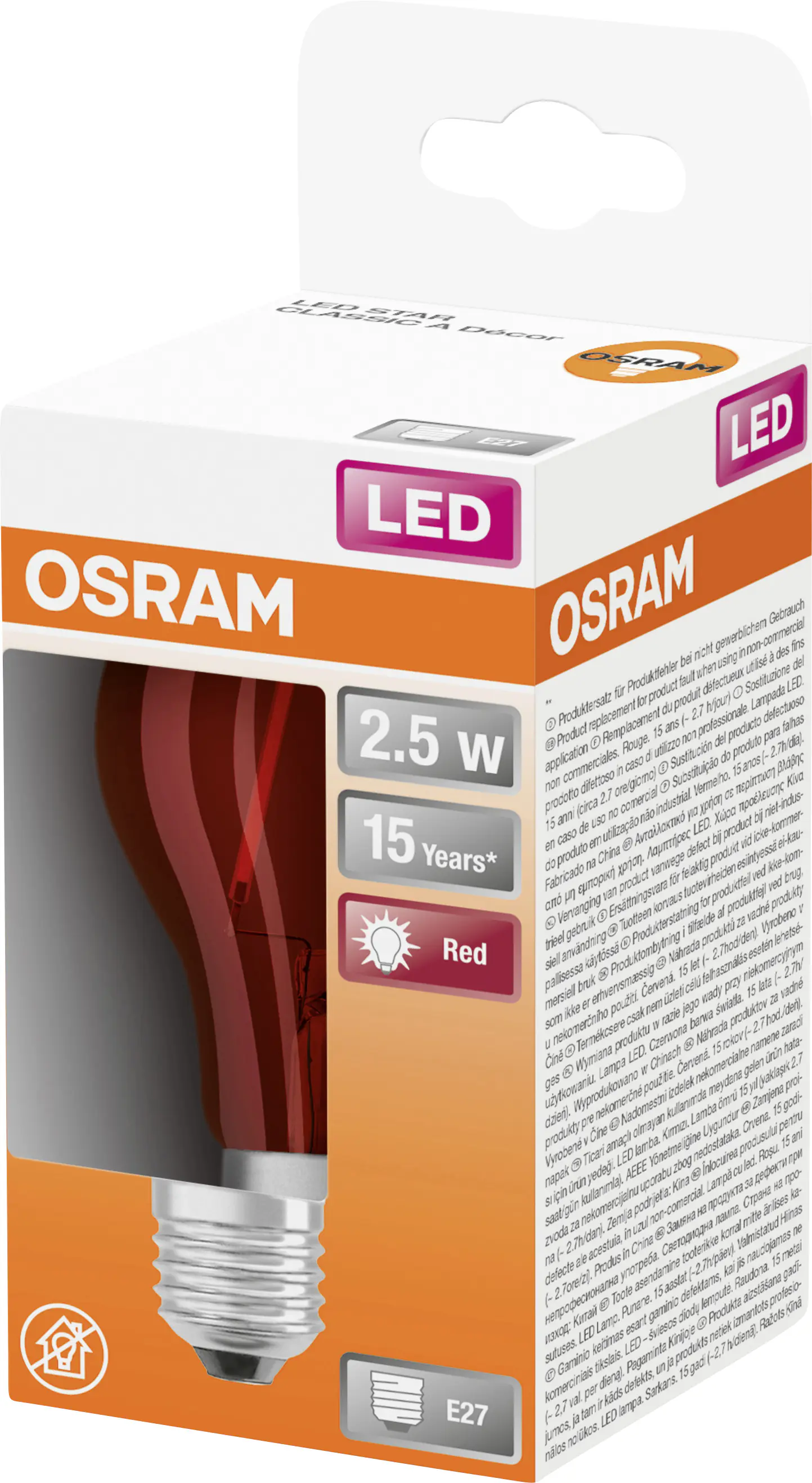 Osram LED Leuchtmittel Star Classic A 15 Decor E27 2,5W warmweiß, klar