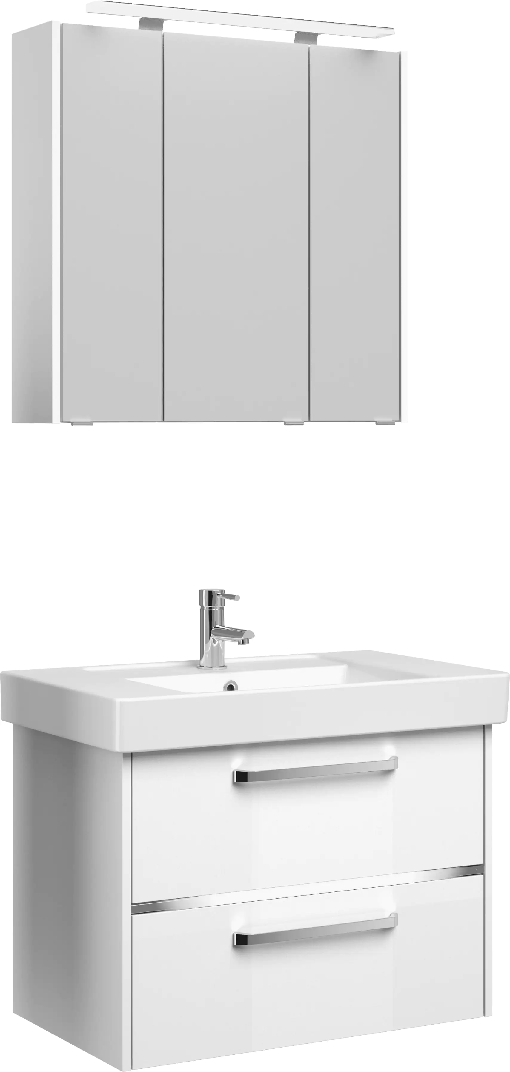 4017026109446 Primaster Badmöbel-Set Berlin weiß 80 cm LED-Leuchten, Keramikwaschtisch