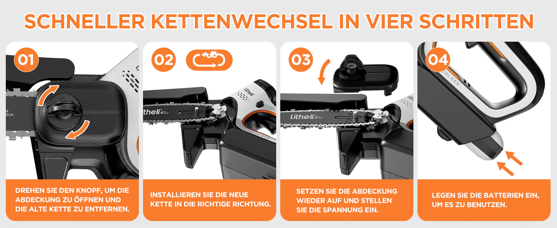 Litheli Akku Gehölzschneider U20 20V, 15cm Schwertlänge, inkl. Akku 2.0Ah