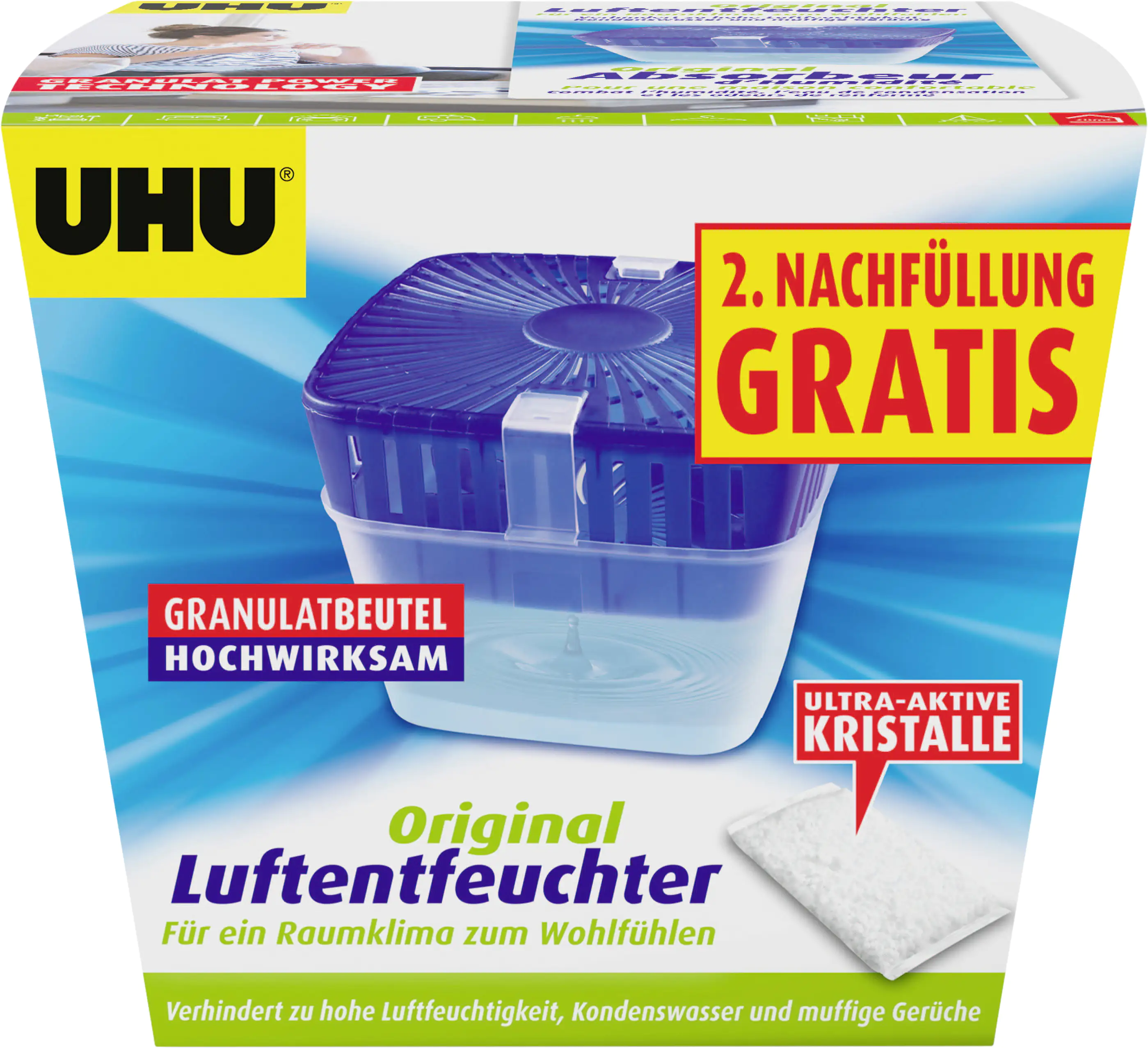 UHU Luftentfeuchter Original 450g 2. Nachfüller gratis