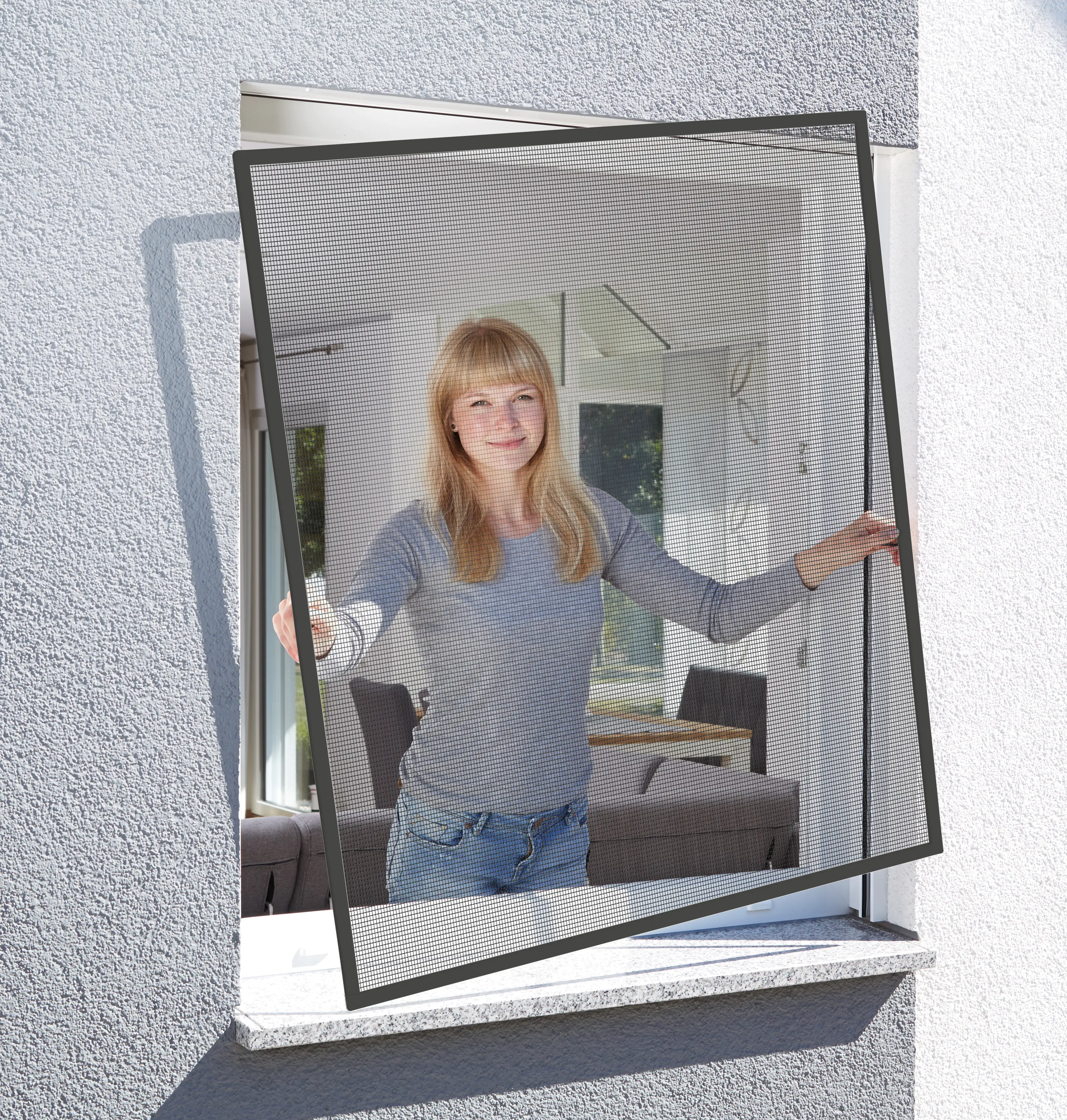 Schellenberg Fliegenschutz-Fenster ACTION 100 x 120 cm anthrazit kürzbar