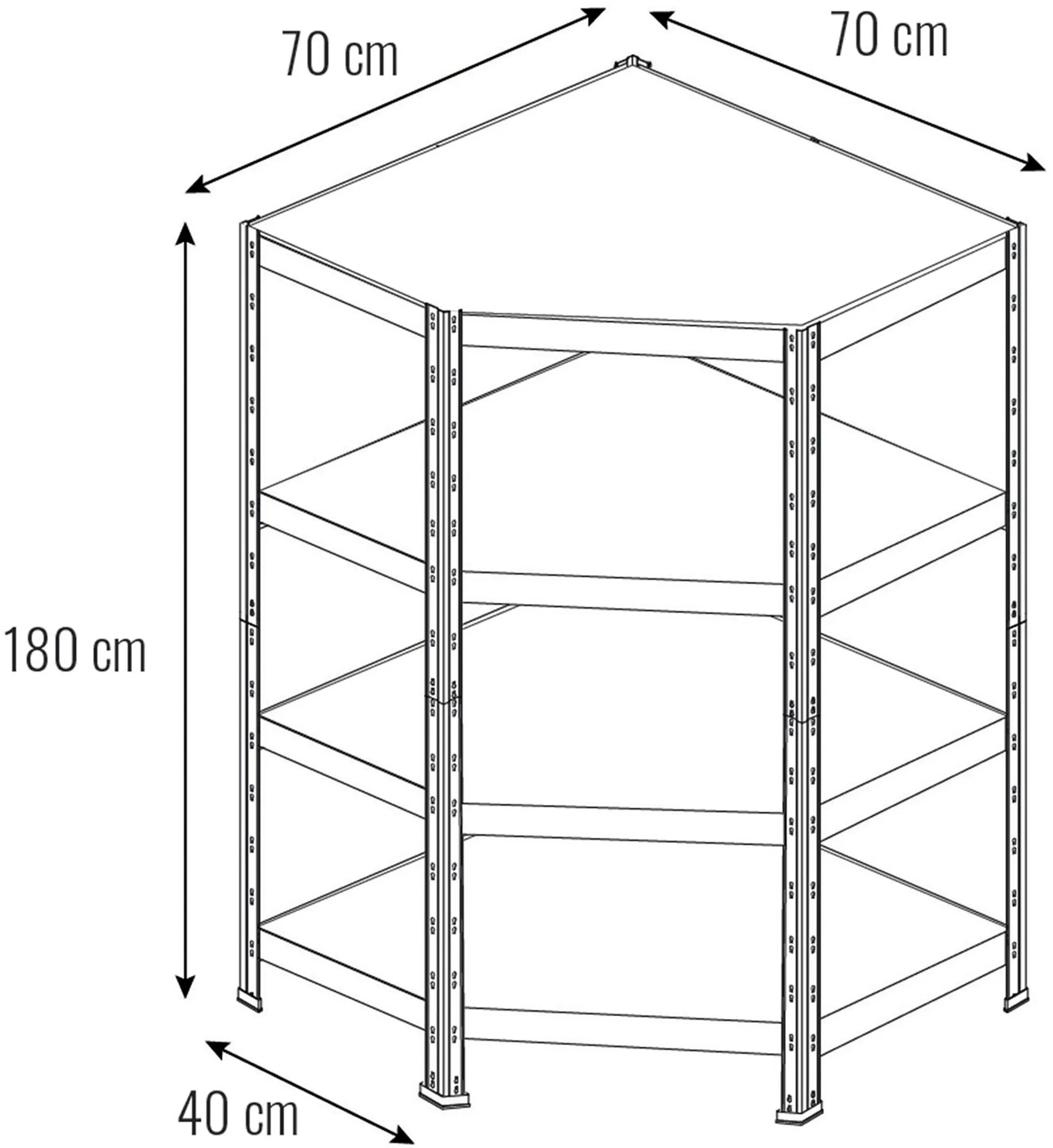 Ar Shelving Eck-Schwerlastregal Rivet Budget verzinkt 180 x 70 cm 4 HDF Böden 700 kg