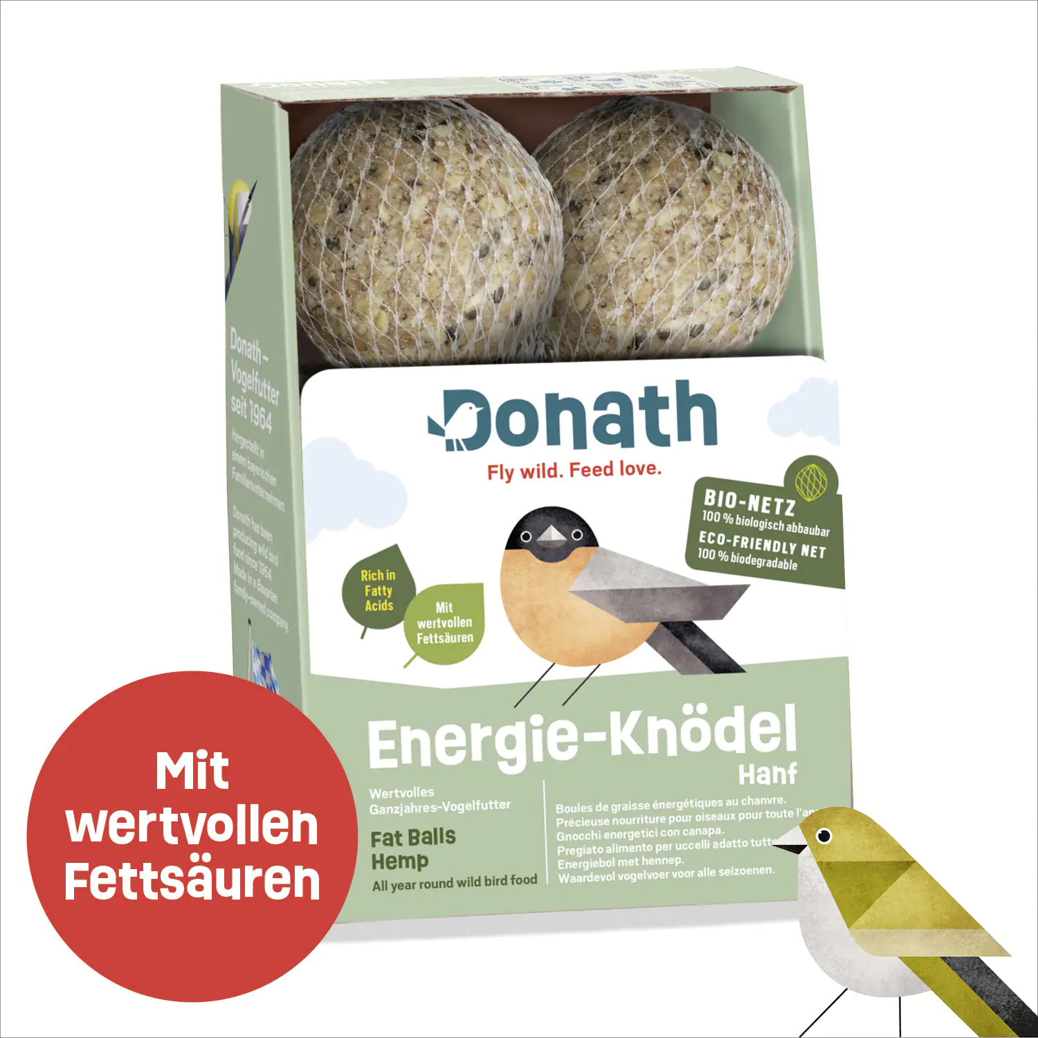 4260681740602 Donath Meisenknödel Energie-Knödel Hanf 6 Stück im Bio-Netz