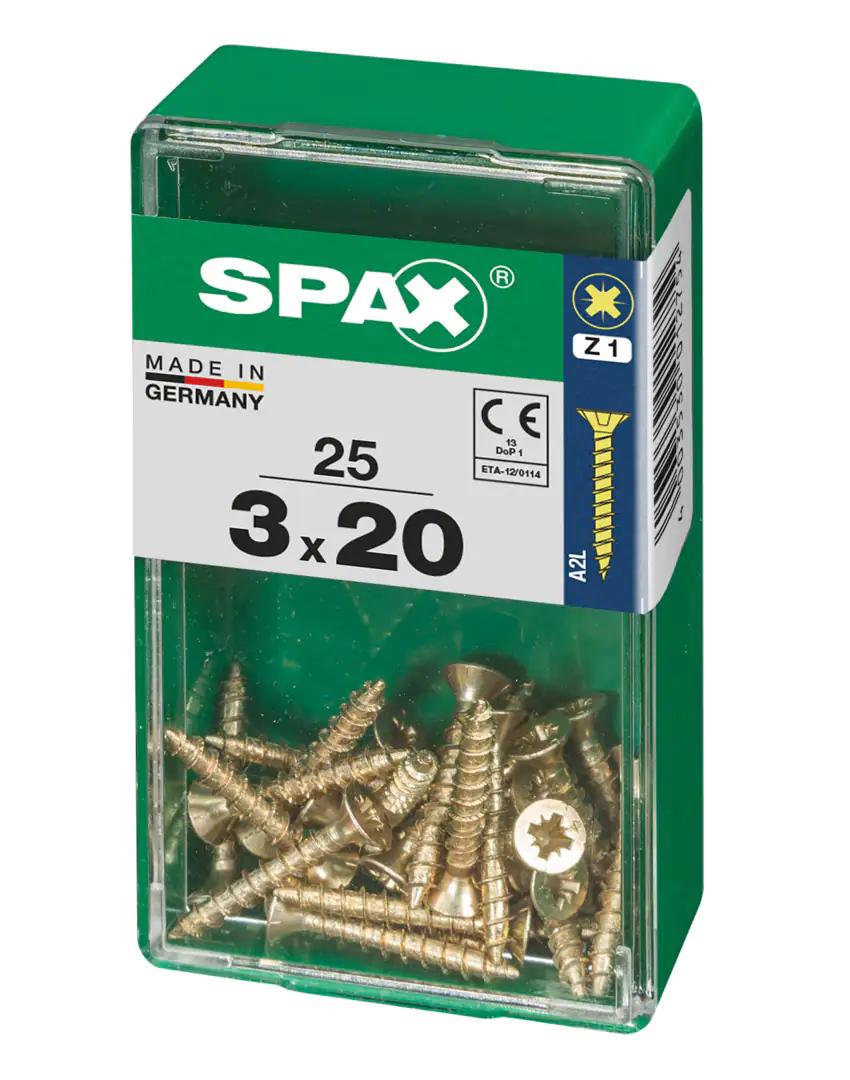 Spax Universalschrauben 3.0 x 20 mm PZ 1 - 25 Stk. Spax Universalschrauben 3.0 x 20 mm PZ 1 - 25 Stk.