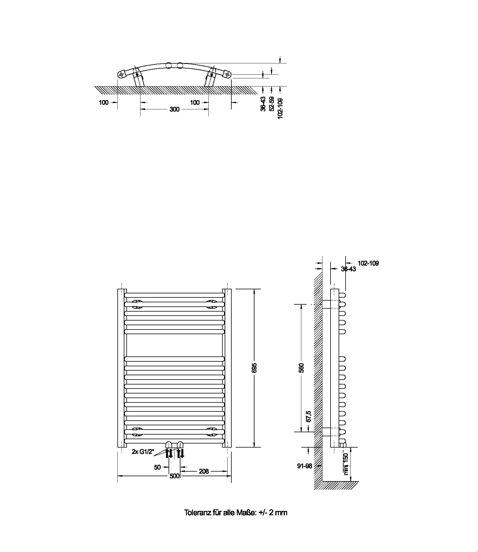 Schulte Badheizkörper Europa 69,5 x 50 cm 331 Watt