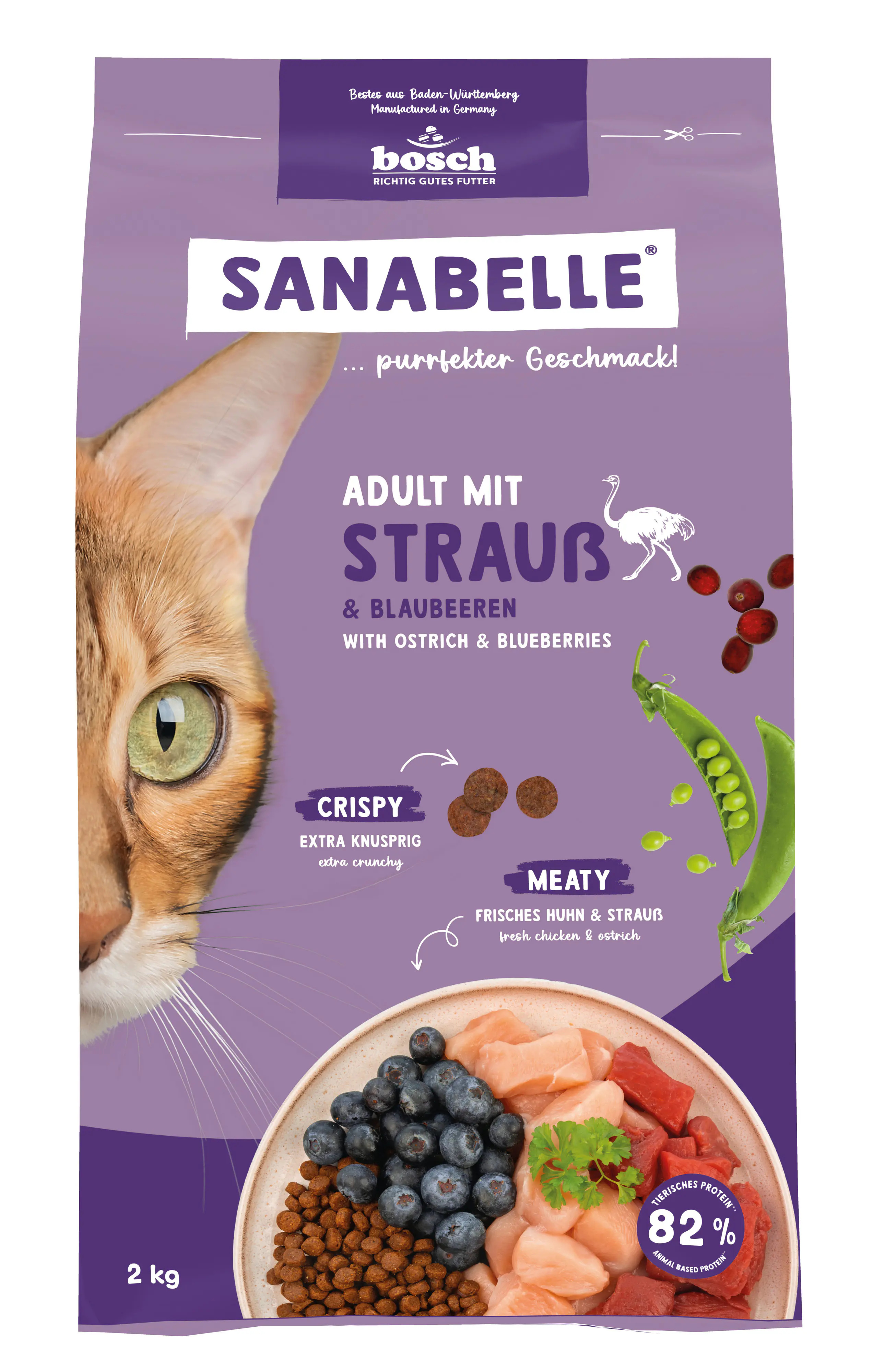 Sanabelle Katzentrockenfutter Adult mit Strauß & Blaubeeren für ausgewachsene Katzen 2 kg Sanabelle Katzentrockenfutter Adult mit Strauß & Blaubeeren für ausgewachsene Katzen 2 kg