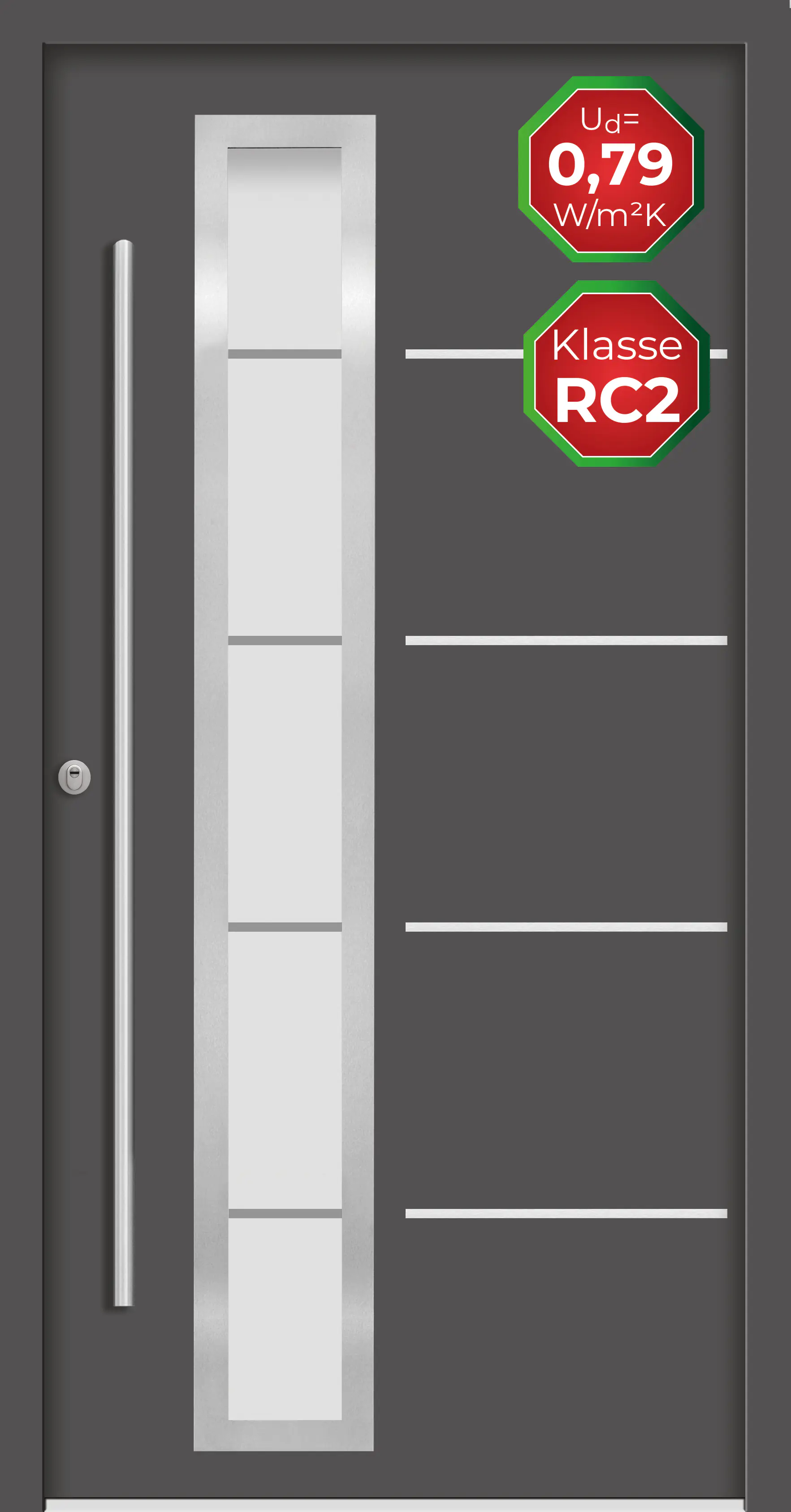 Splendoor Haustür Passivedoor Premium B06 RC2 Anthrazit DIN Links 110 x 210 cm