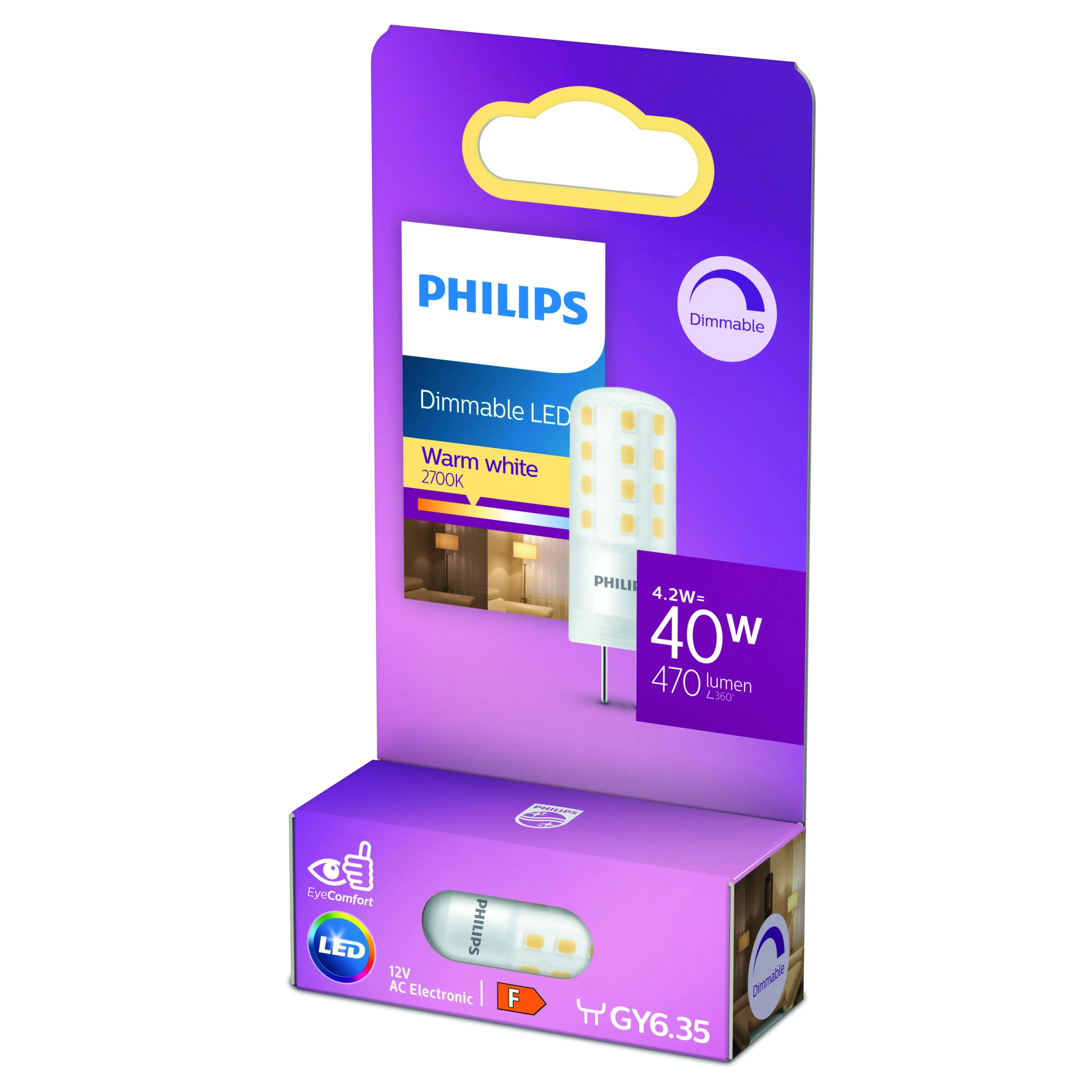 Philips LED-Leuchtmittel Stiftsockel GY6.35 4,2W warmweiß