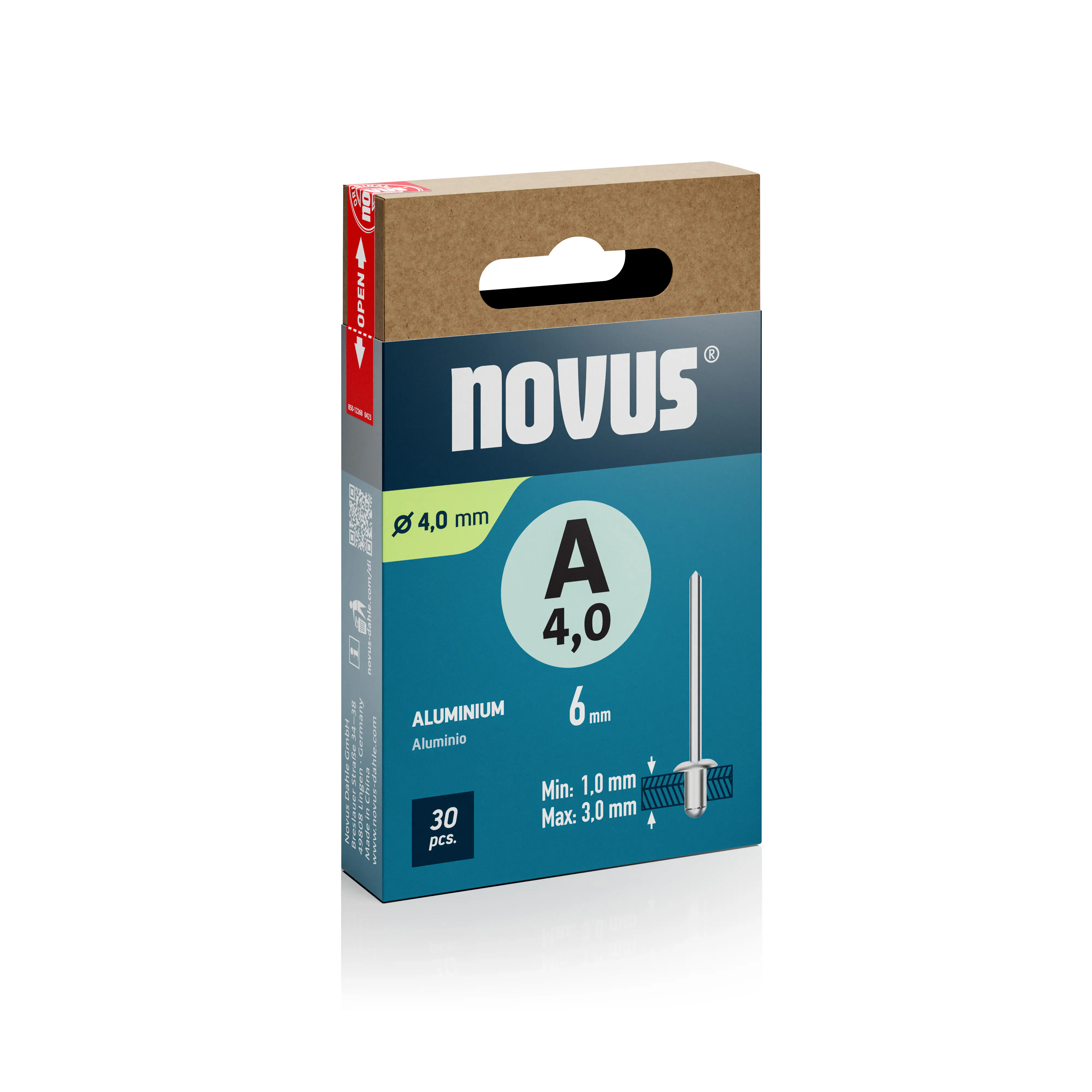 Novus Blindnietem Typ A4 4 x 6 mm 30 Stück Aluminium