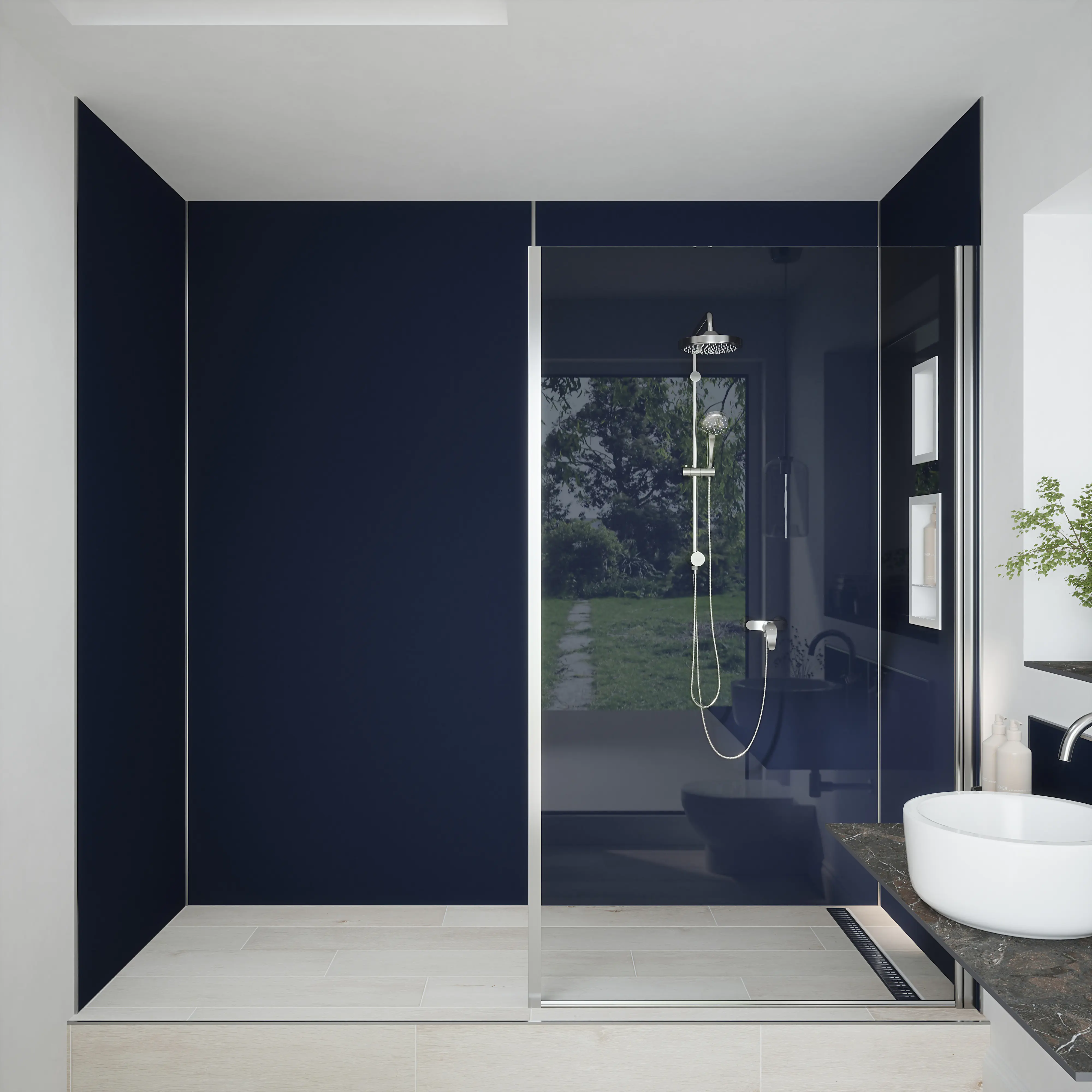 Wetwall Alloy Wandpaneel  Deep Blue Sea/Smoked Rose 60 x 244 cm