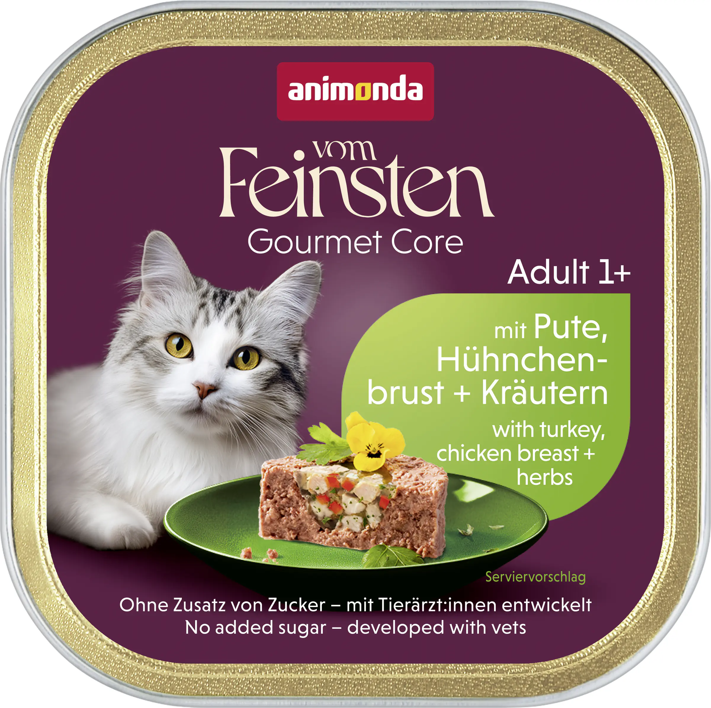Animonda vom Feinsten mit Schlemmerkern Katzennassfutter Adult getreidefrei 100 g Pute, Hähnchenbrust & Kräuter
